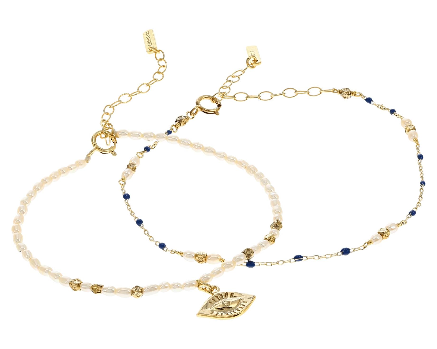Chan Luu Two-Piece Bracelet Set with Enamel Beads and Pineapple Charm