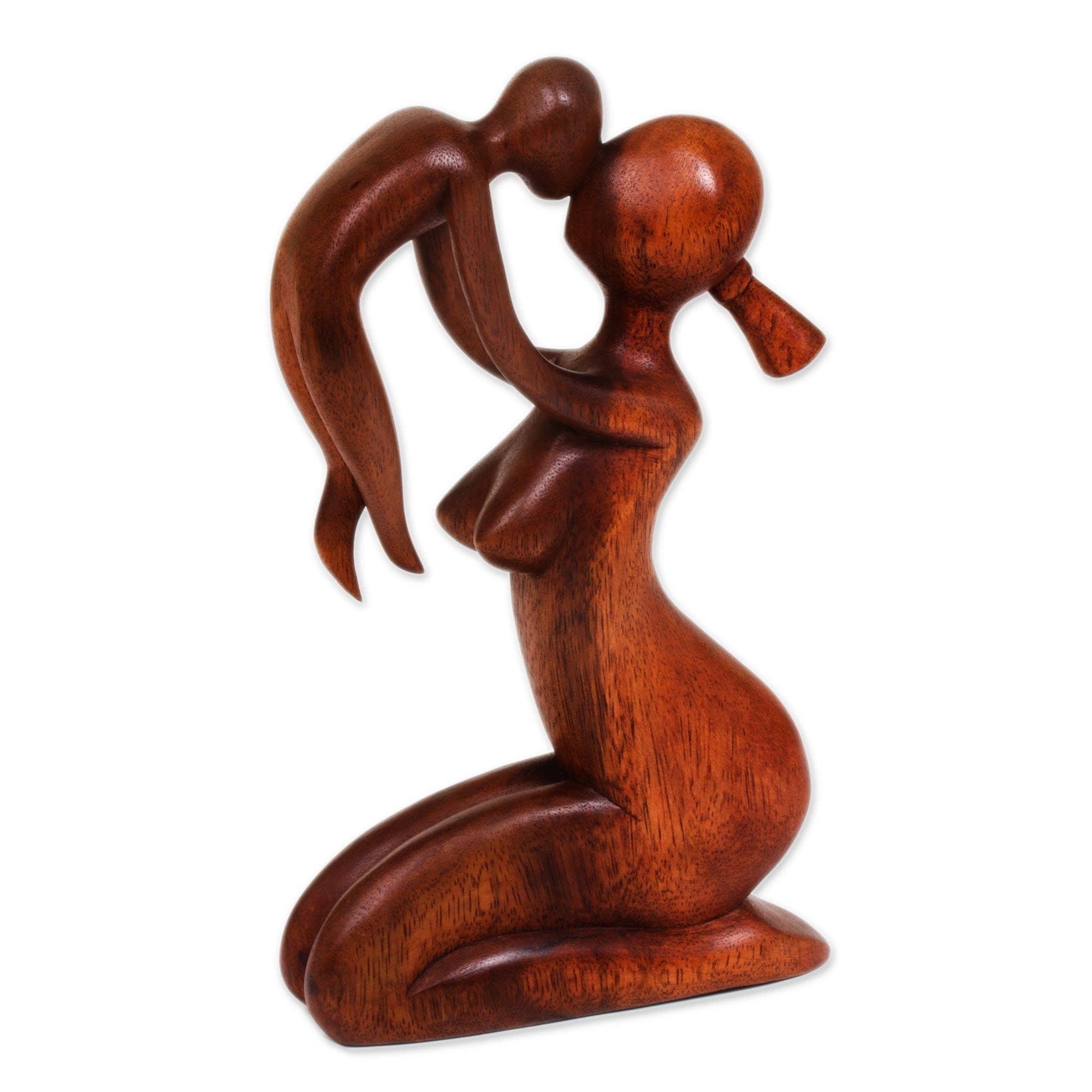 NOVICA Handmade Mother's Love Wood Sculpture (Indonesia) - 25 cm H x 16 cm W x 5.5 cm D