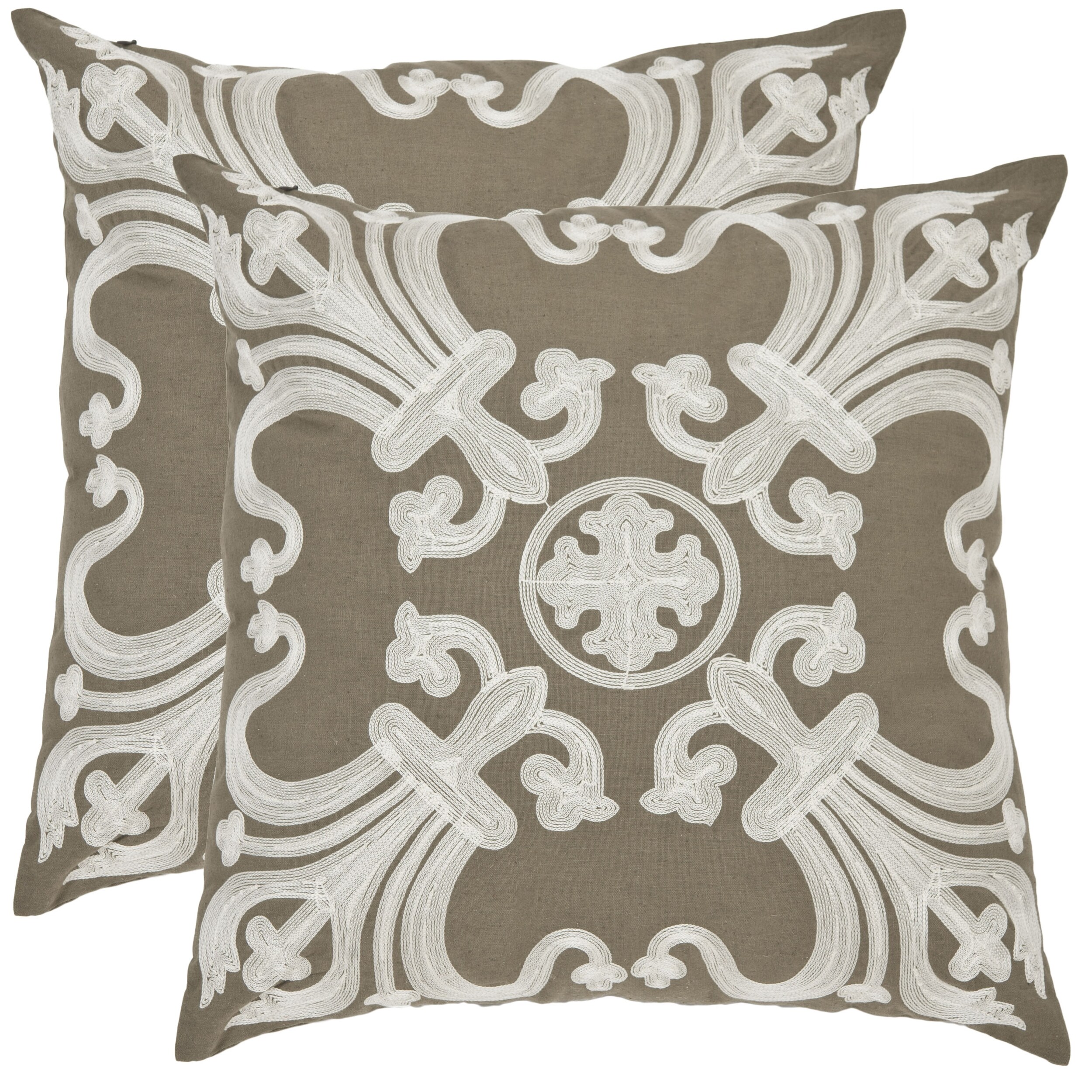 SAFAVIEH Colette 18-inch Olive Green Decorative Pillows (Set of 2)