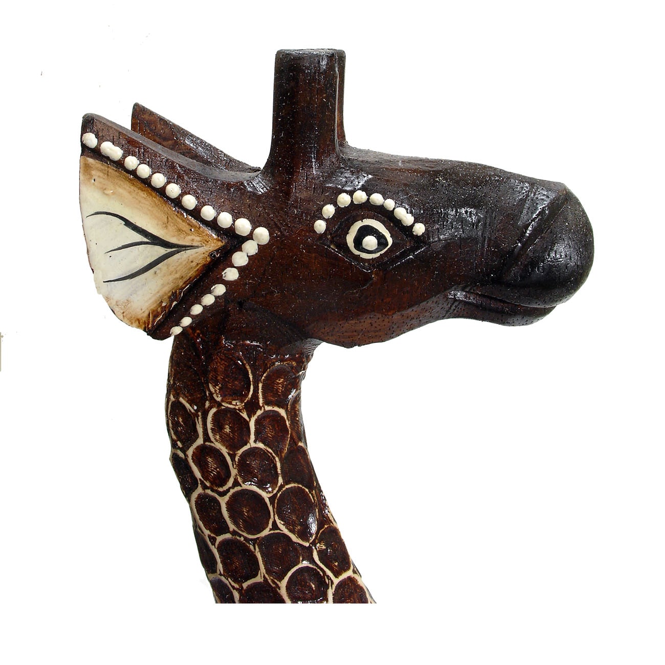 Hand-Carved Textured Wooden Giraffe Statue (Indonesia)