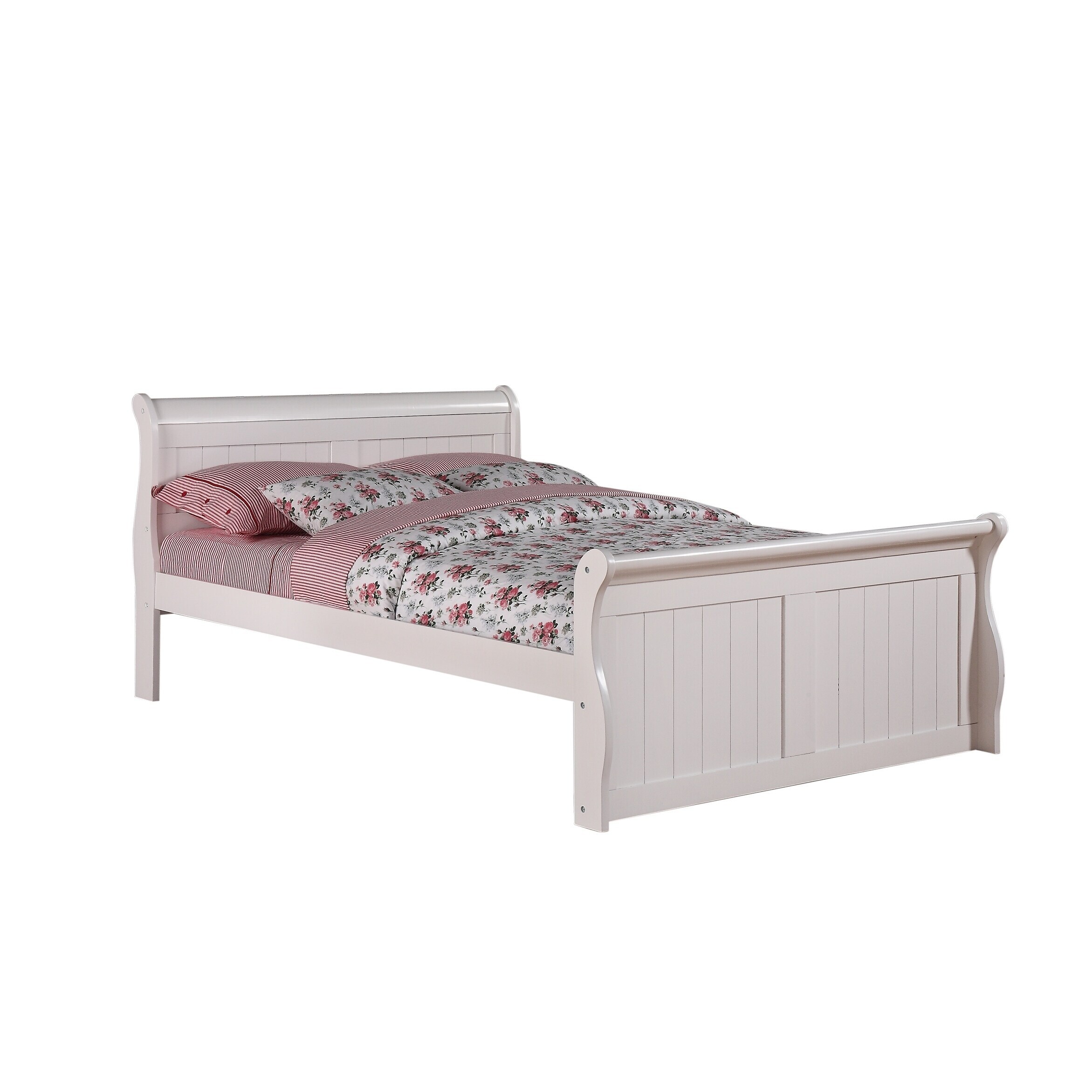 Donco Kids White Sleigh Bed with Under Bed Storage Drawers