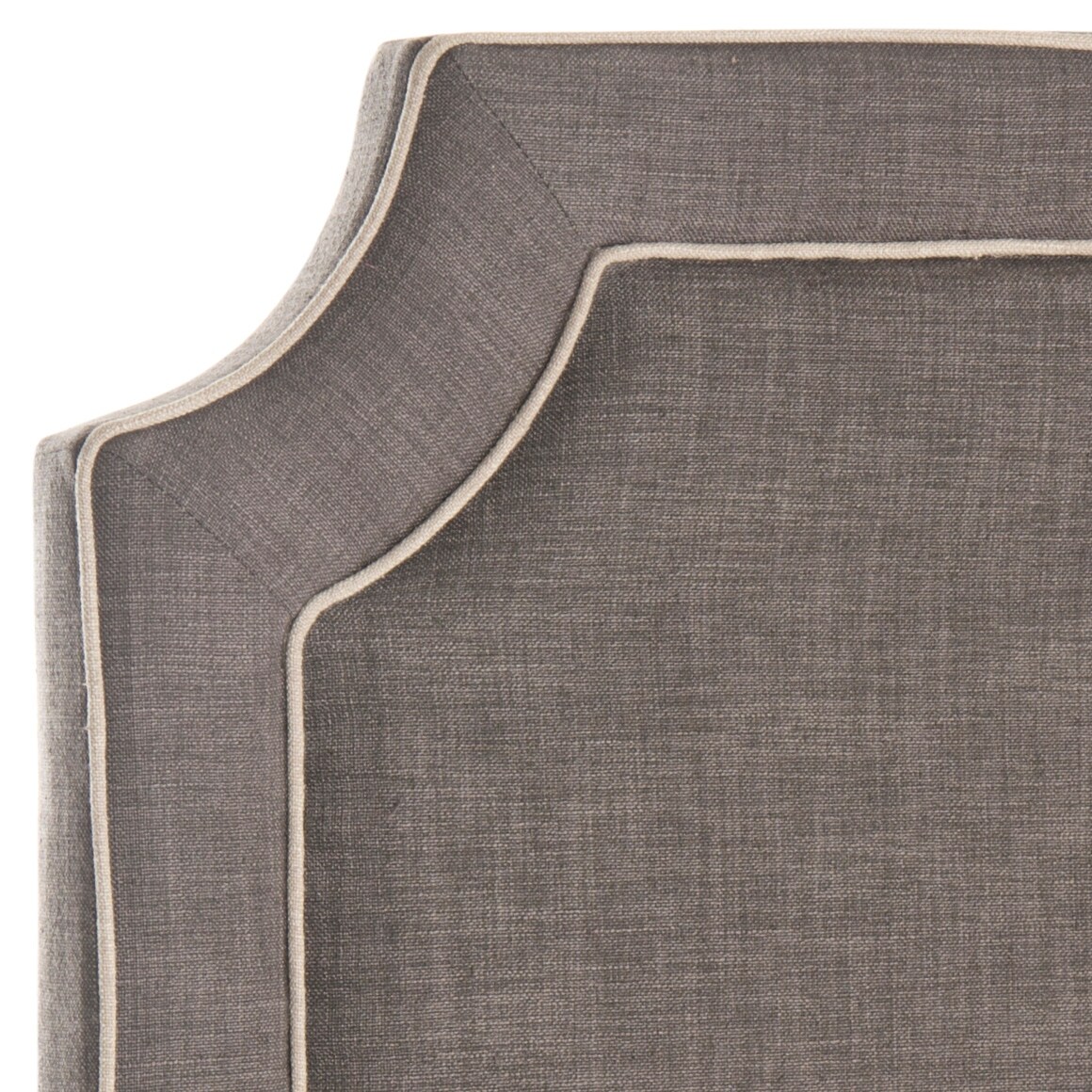 Safavieh Dane Charcoal Grey/ Light Grey Piping Linen Upholstered Headboard (Full)