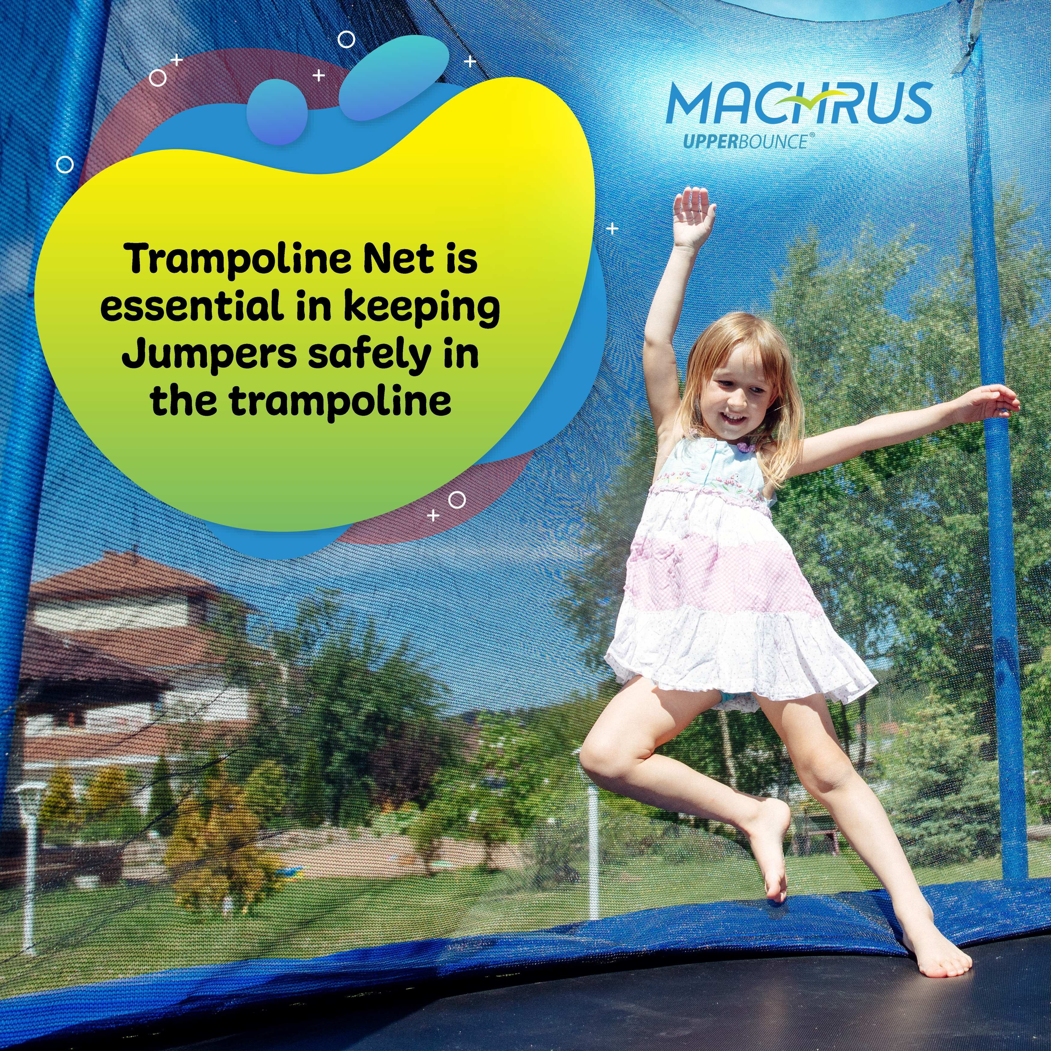 Machrus Upper Bounce Trampoline Safety Net - Fits 12FT Round Trampolines Using 4 Arches, Net Only