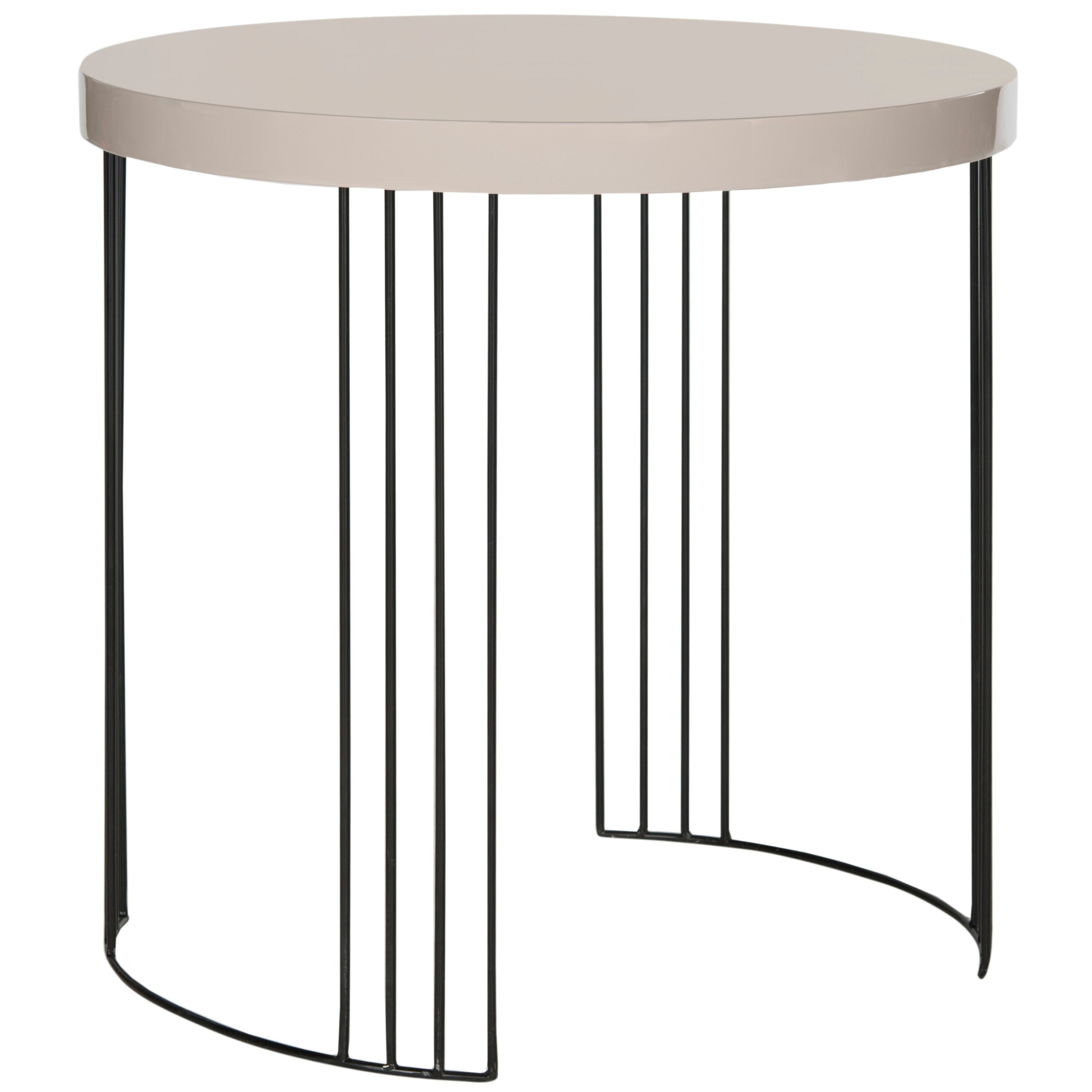SAFAVIEH Mid-Century Modern Kelly Taupe/ Black Lacquer Side Table - 21.6" x 21.6" x 21.6"