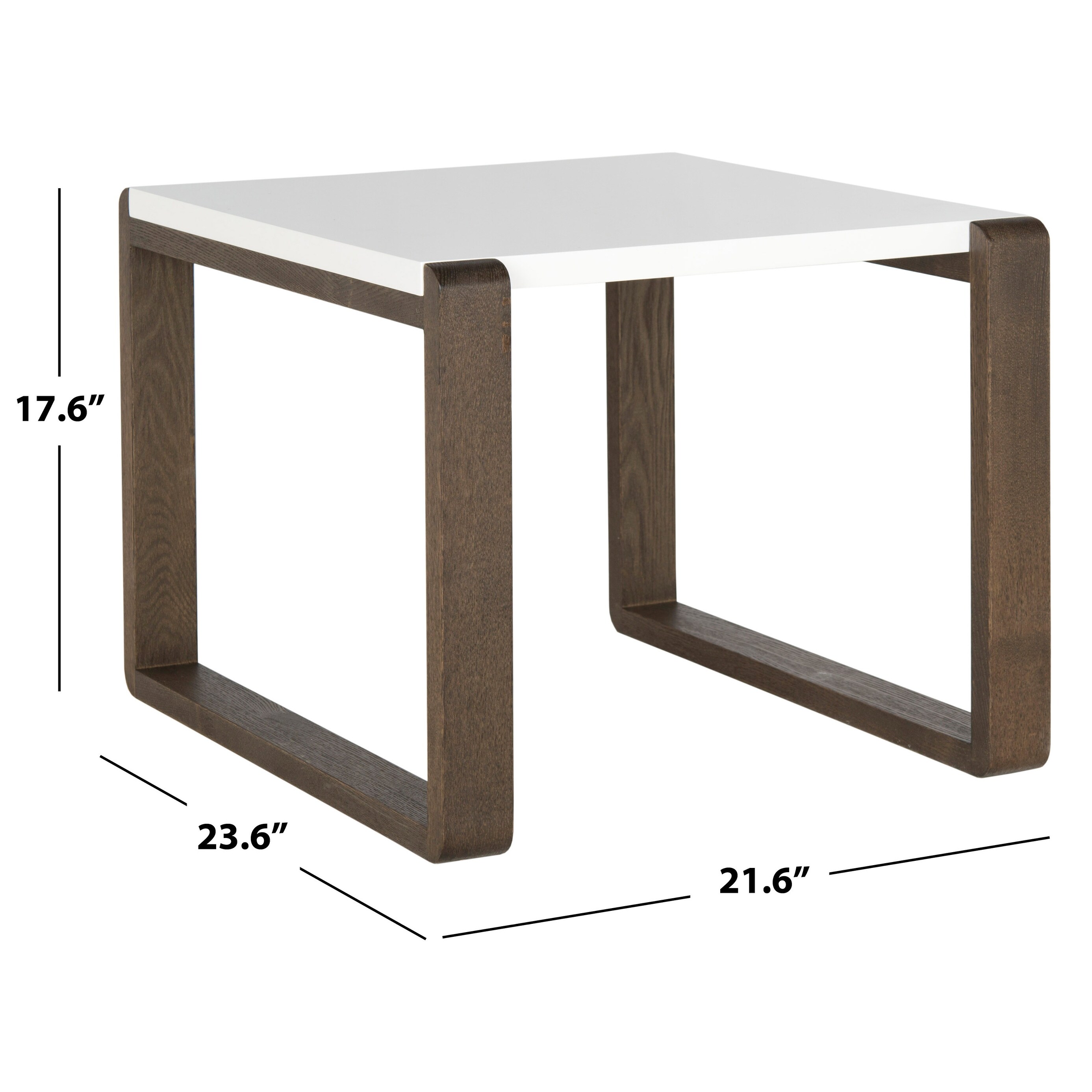 SAFAVIEH Mid-Century Modern Bartholomew White/ Dark Brown Lacquer End Table - 21.6" x 23.6" x 17.6"