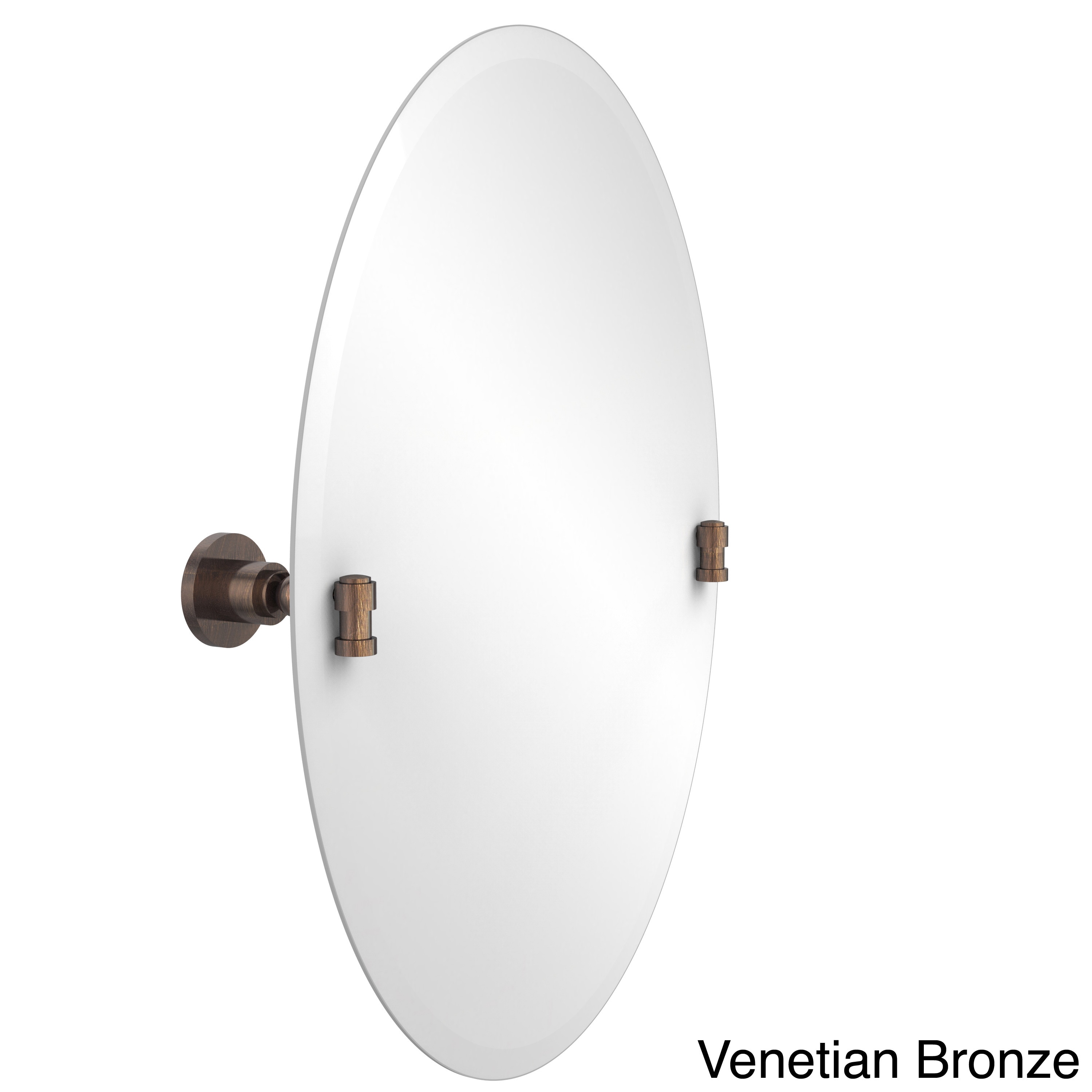 Frameless Oval Tilt Wall Mirror with Beveled Edge, Washington Square Collection - 22"d