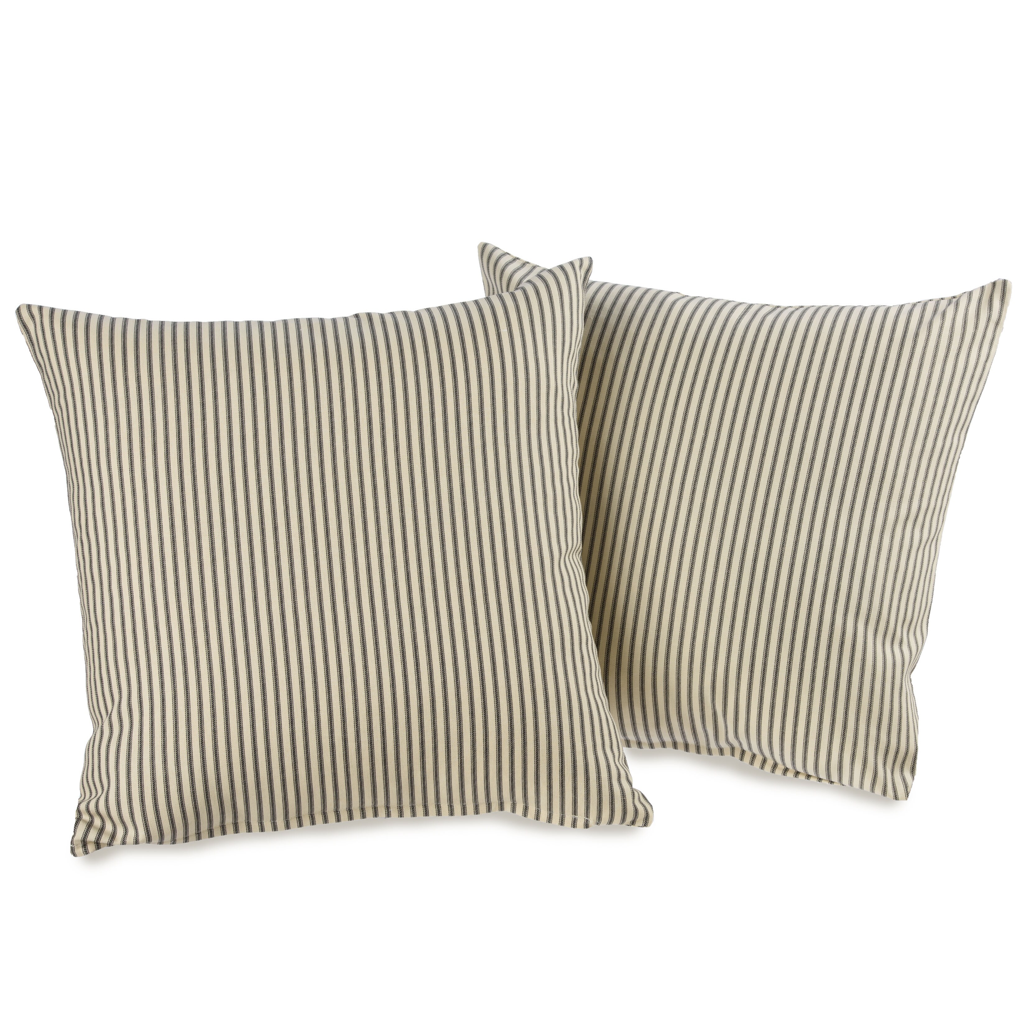 Ticking Stripe Black Decorative Throw Pillows (set of 2)