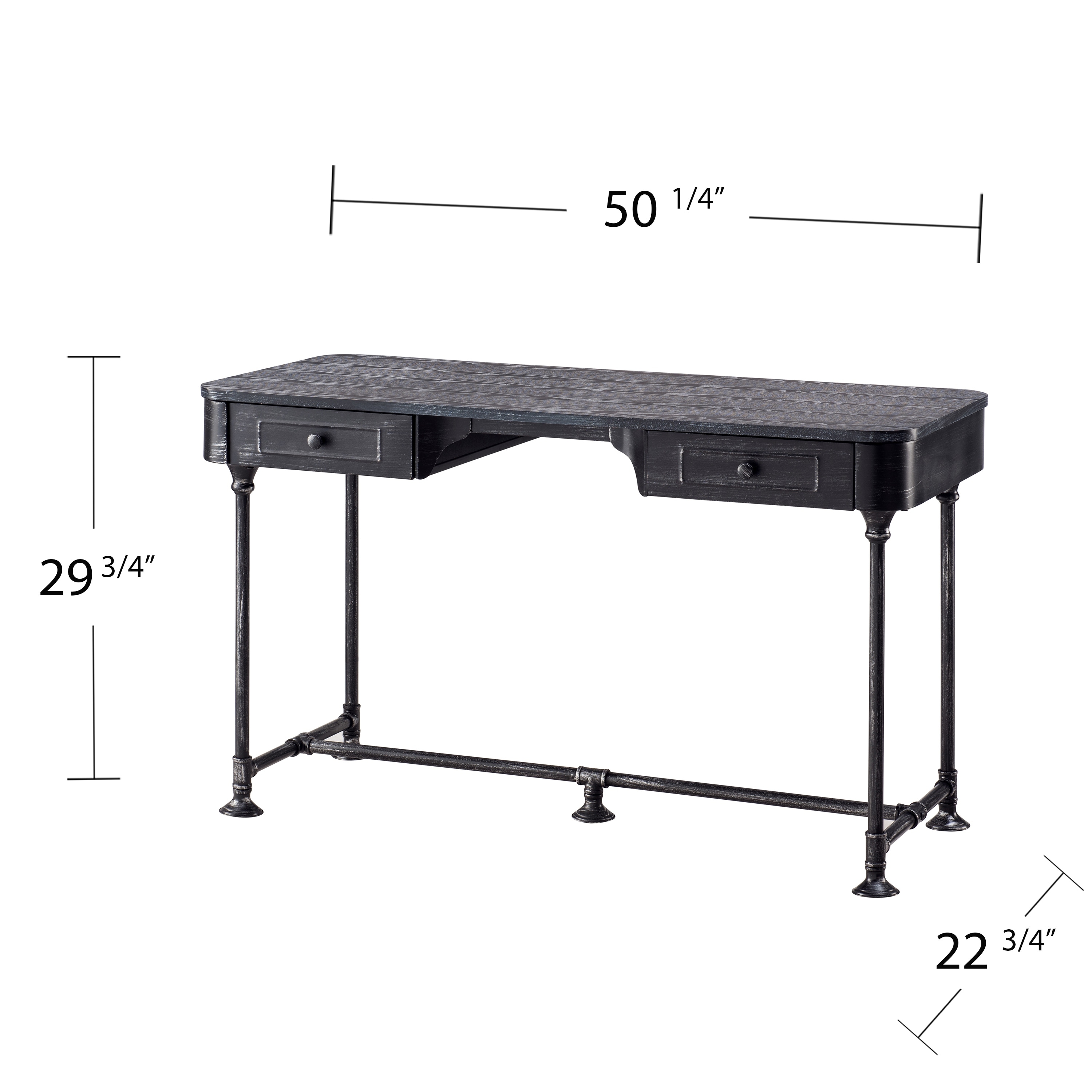 SEI Furniture Baldwin Industrial 2-drawer Desk - Brown