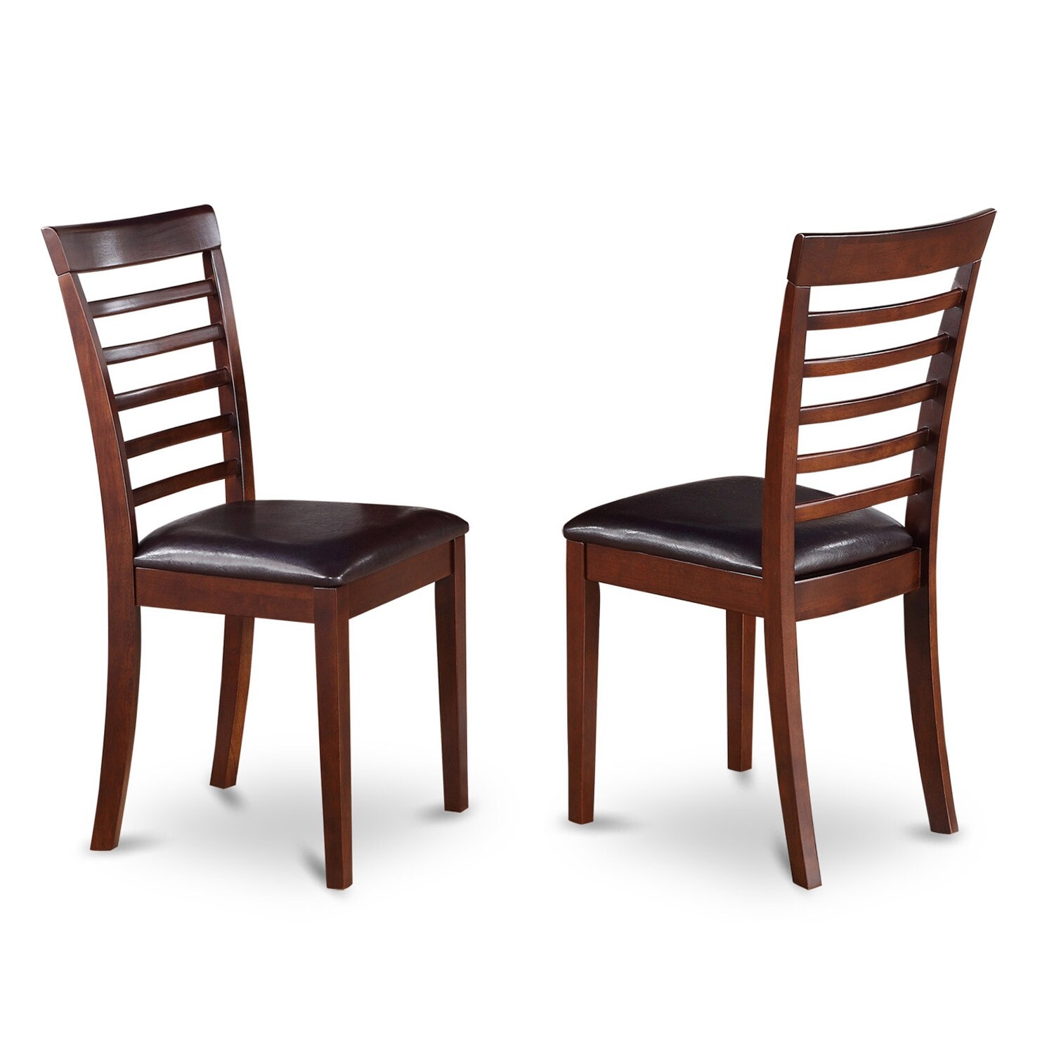 East West Furniture Milan Kitchen Dining Chairs - Ladder Back Dining Room Chairs, Set of 2, Mahogany (Seat Type Options)