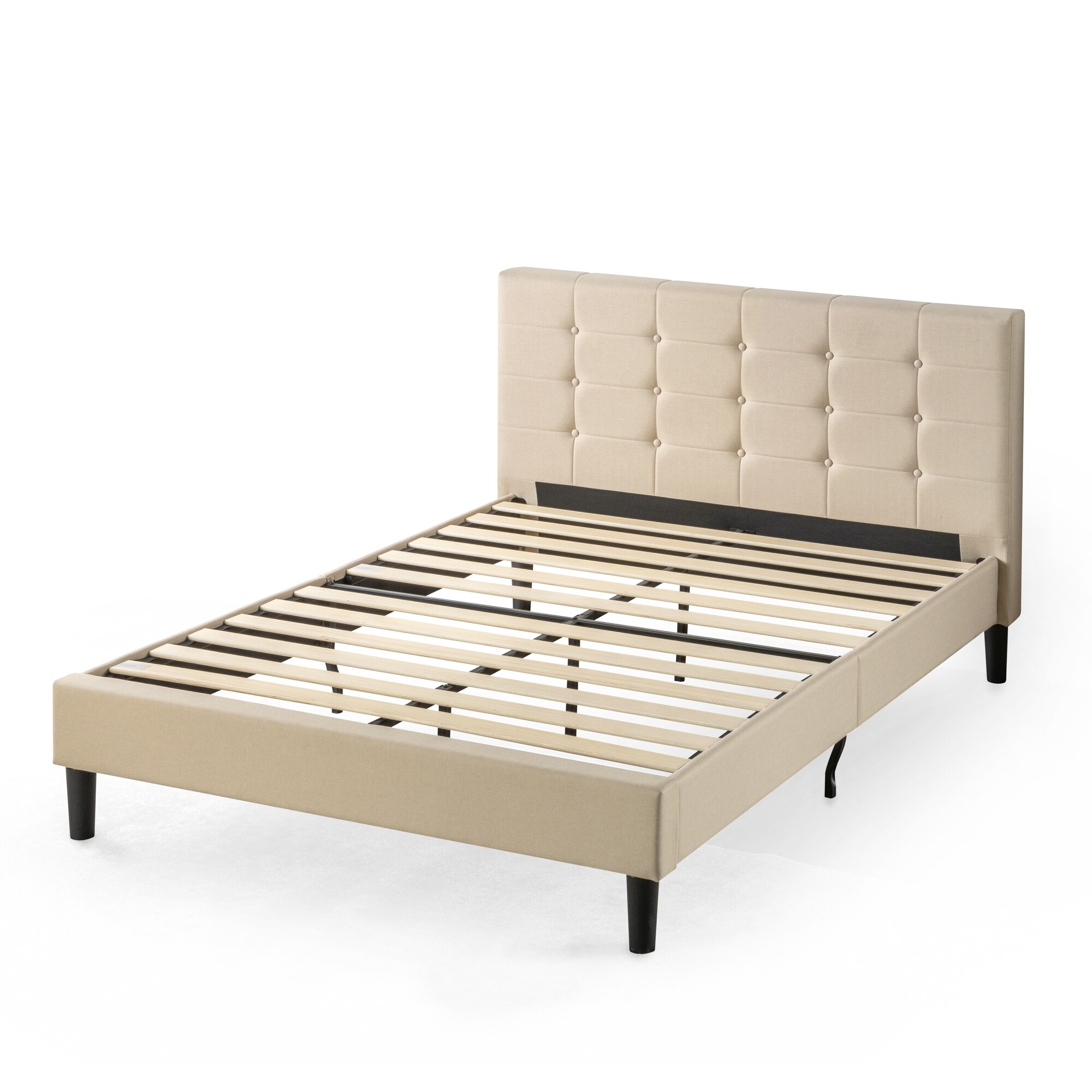 Priage by ZINUS Beige Upholstered Button Tufted Platform Bed - King
