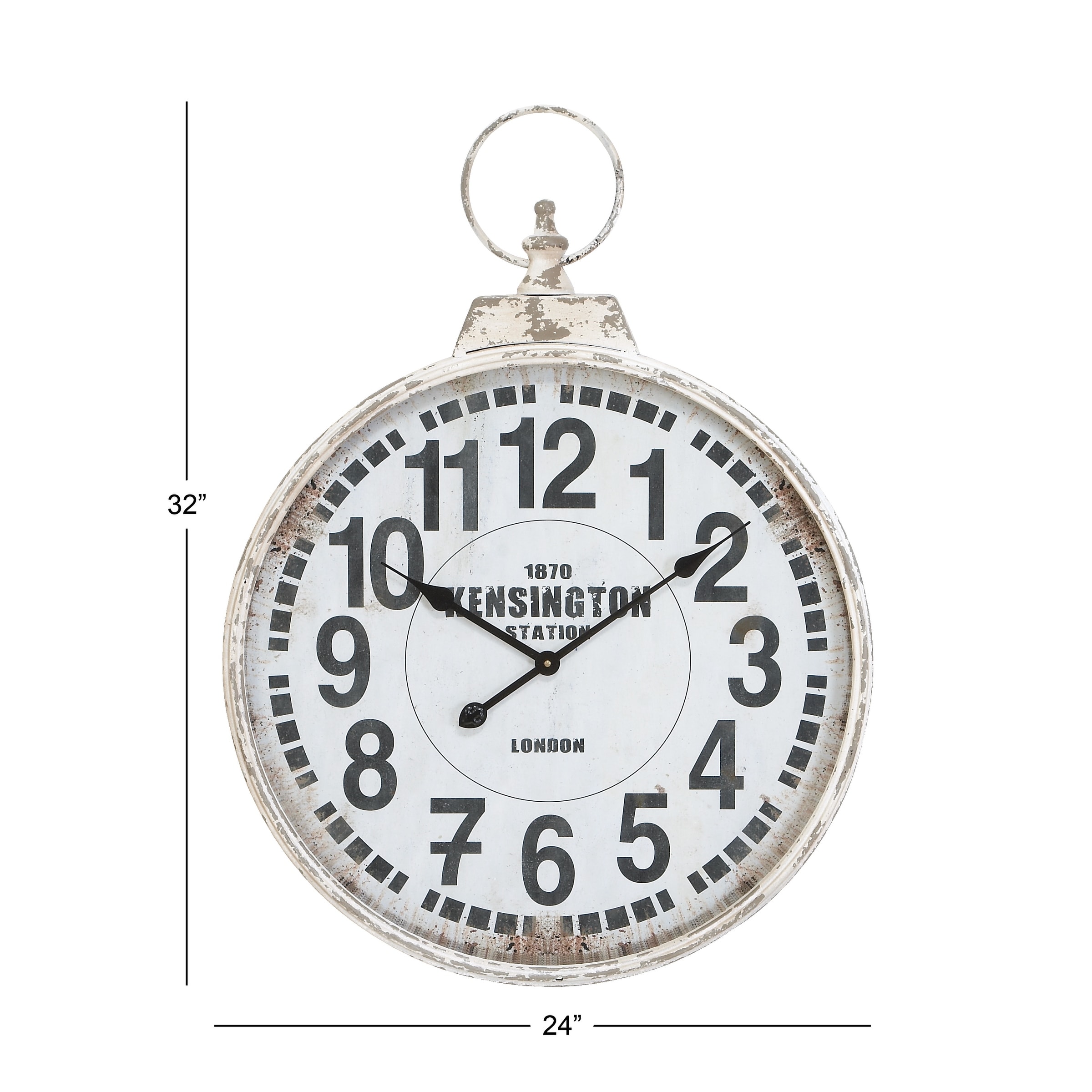 White Metal Pocket Watch Style Wall Clock