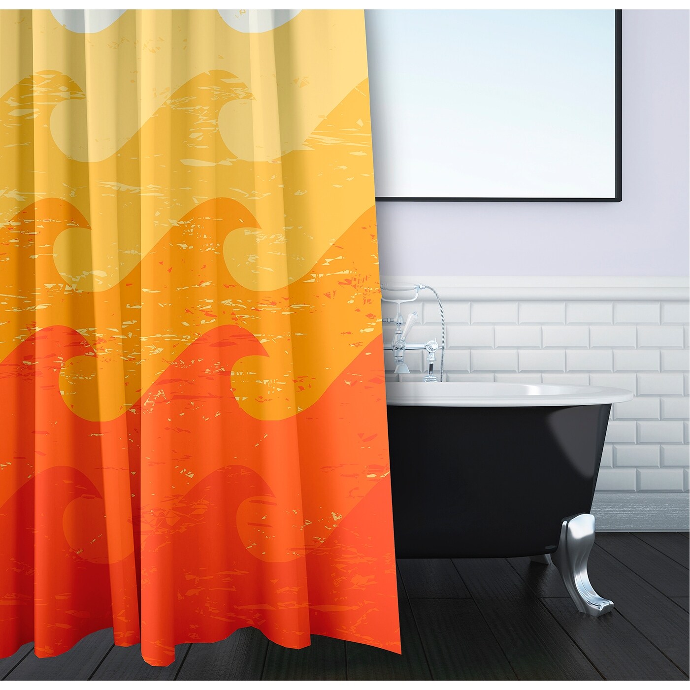 Deep Sea Geometric Print Shower Curtain