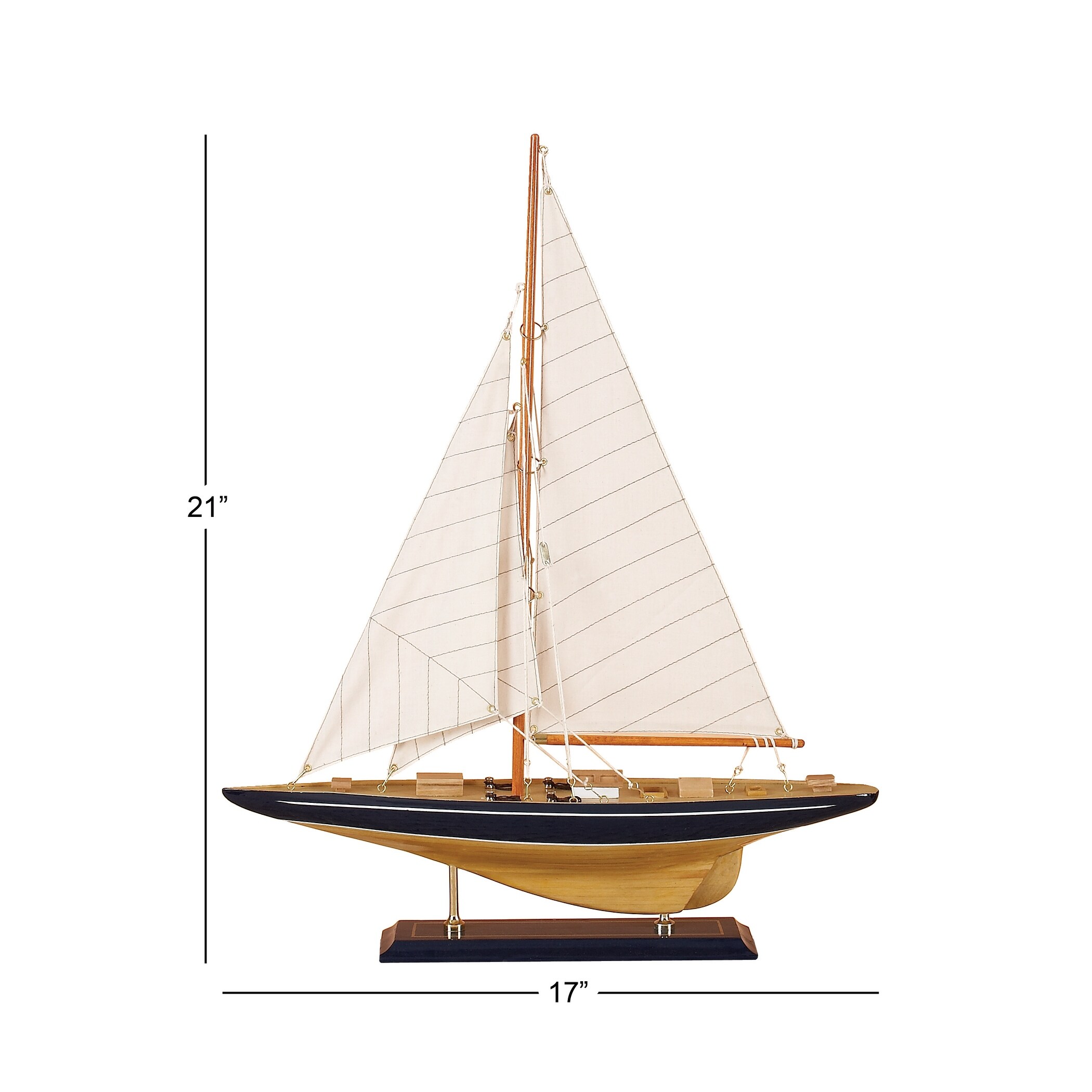 Beige Birch Coastal Sculpture Sail Boat 21 x 17 x 4 - 17 x 3.50 x 21