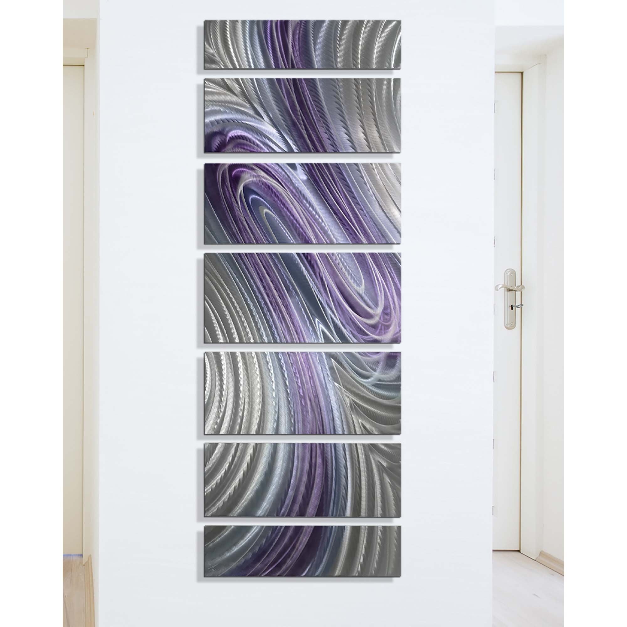 Statements2000 3D Metal Wall Art Panels Painting Abstract Silver Gold Purple Decor by Jon Allen - Wild Imagination