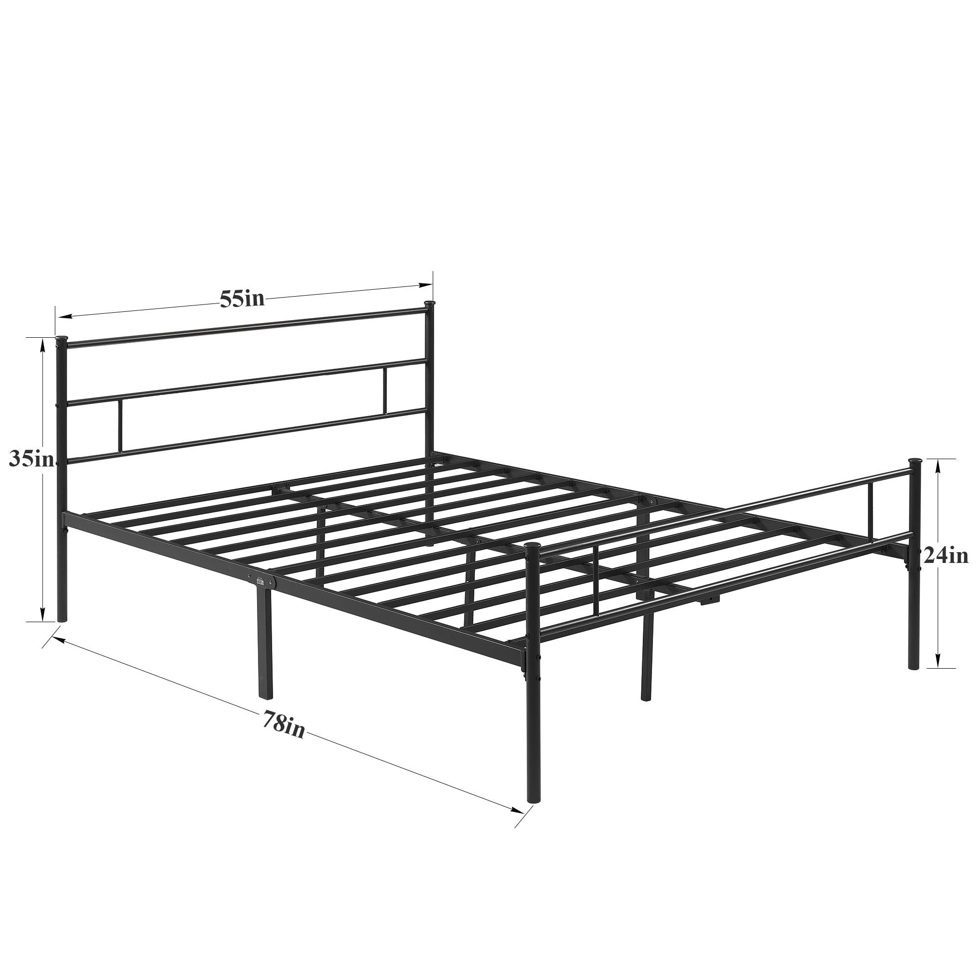 Metal Platform Bed Frame with Headboard and Footboard, Black-Twin/Full/Queen Size Bed