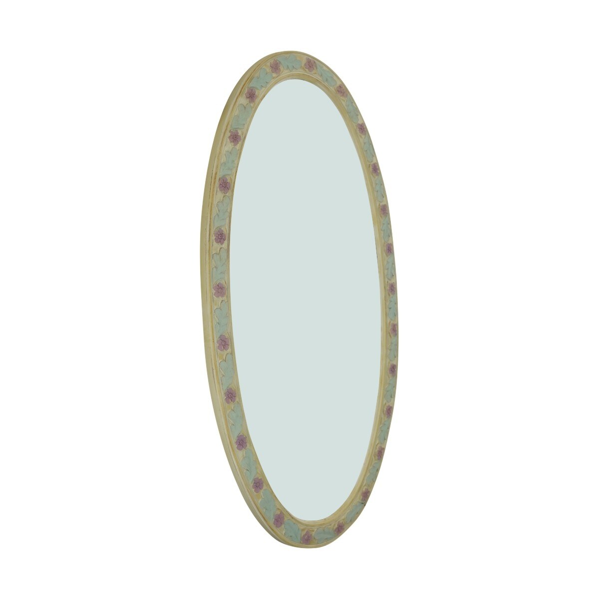 Oval Mirror Victorian Hard-Painted Floral Design made in U.S.A. Renovators Supply