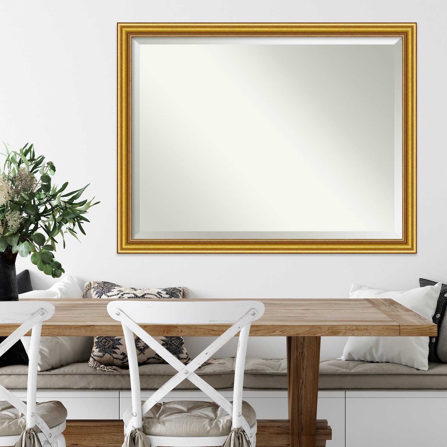 Beveled Wood Wall Mirror - Townhouse Gold Frame - Outer Size: 44 x 34 in