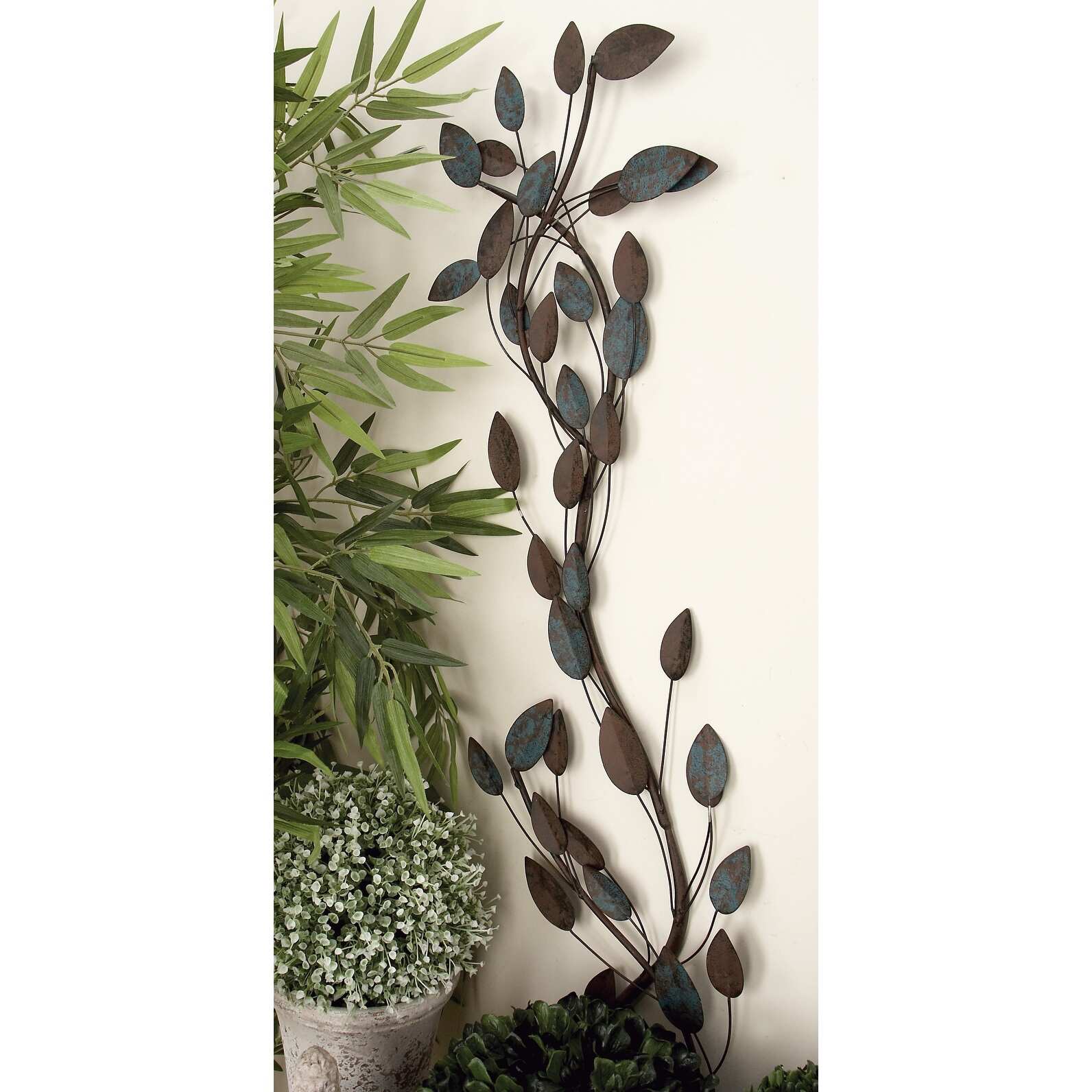 Brown Iron Traditional Wall Decor Floral and botanical 48 x 12 x 1 - 12 x 1 x 48 - 12 x 1 x 48