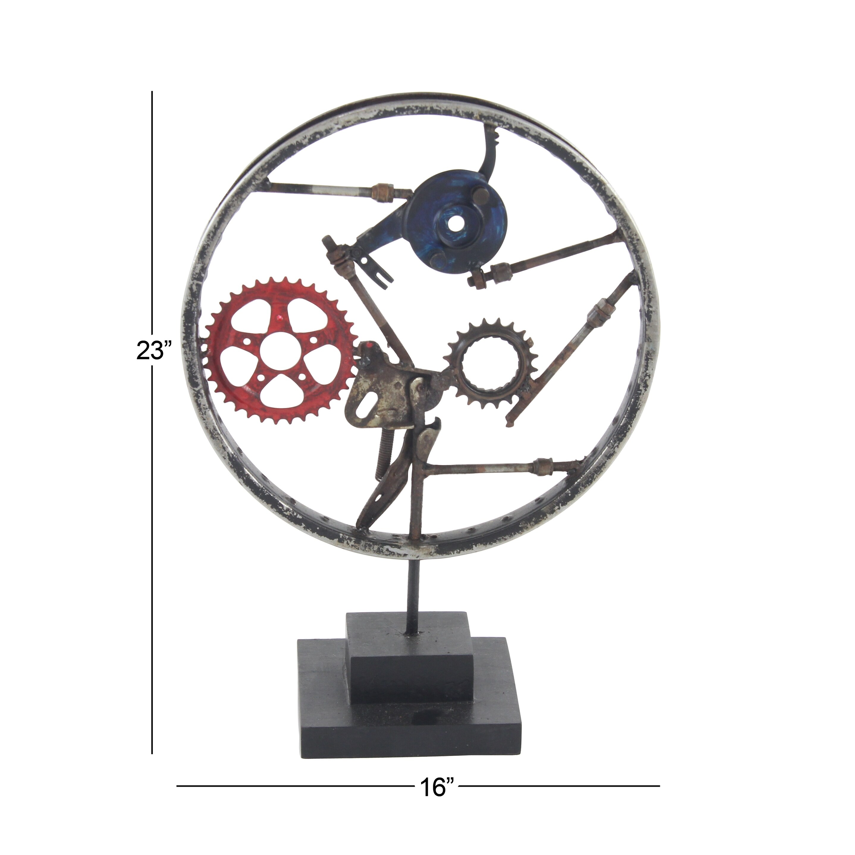 Grey Iron Industrial Sculpture Wheel 23 x 16 x 8 - 16 x 8 x 23