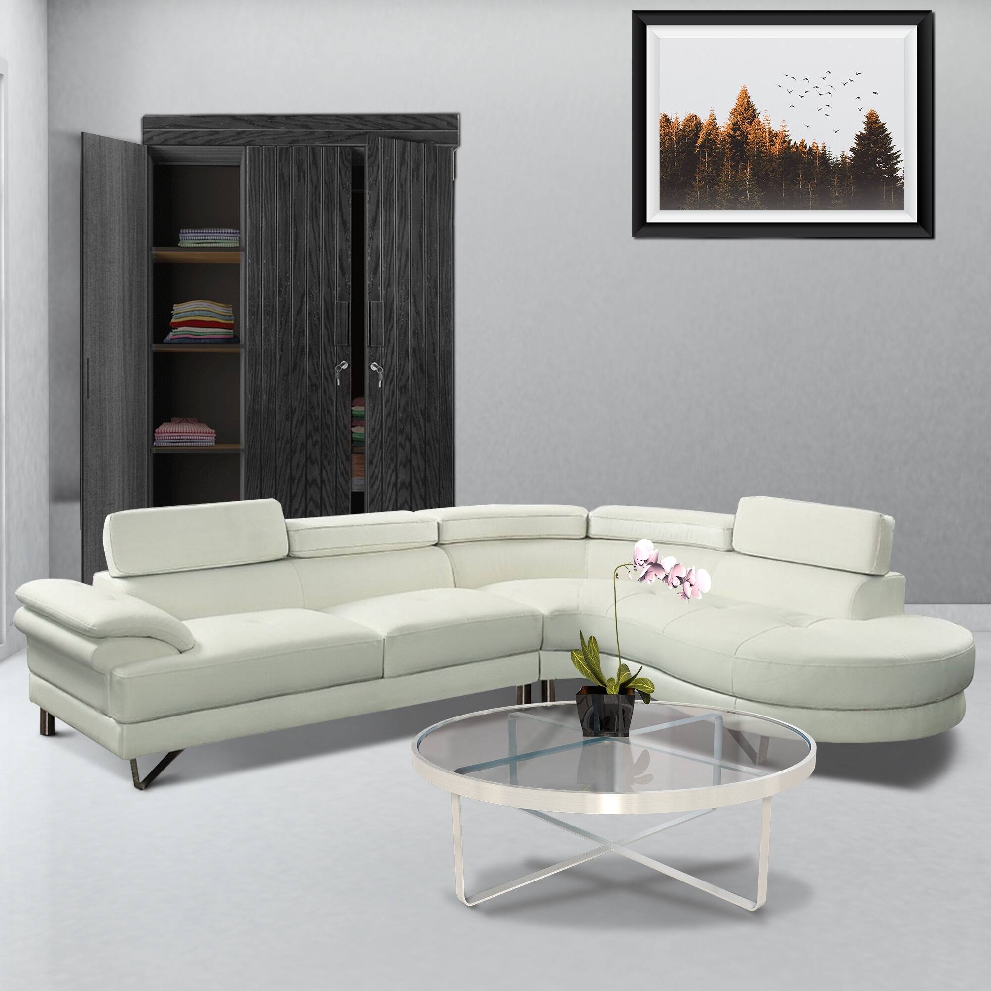 Faux Leather 2 Piece Sectional In White