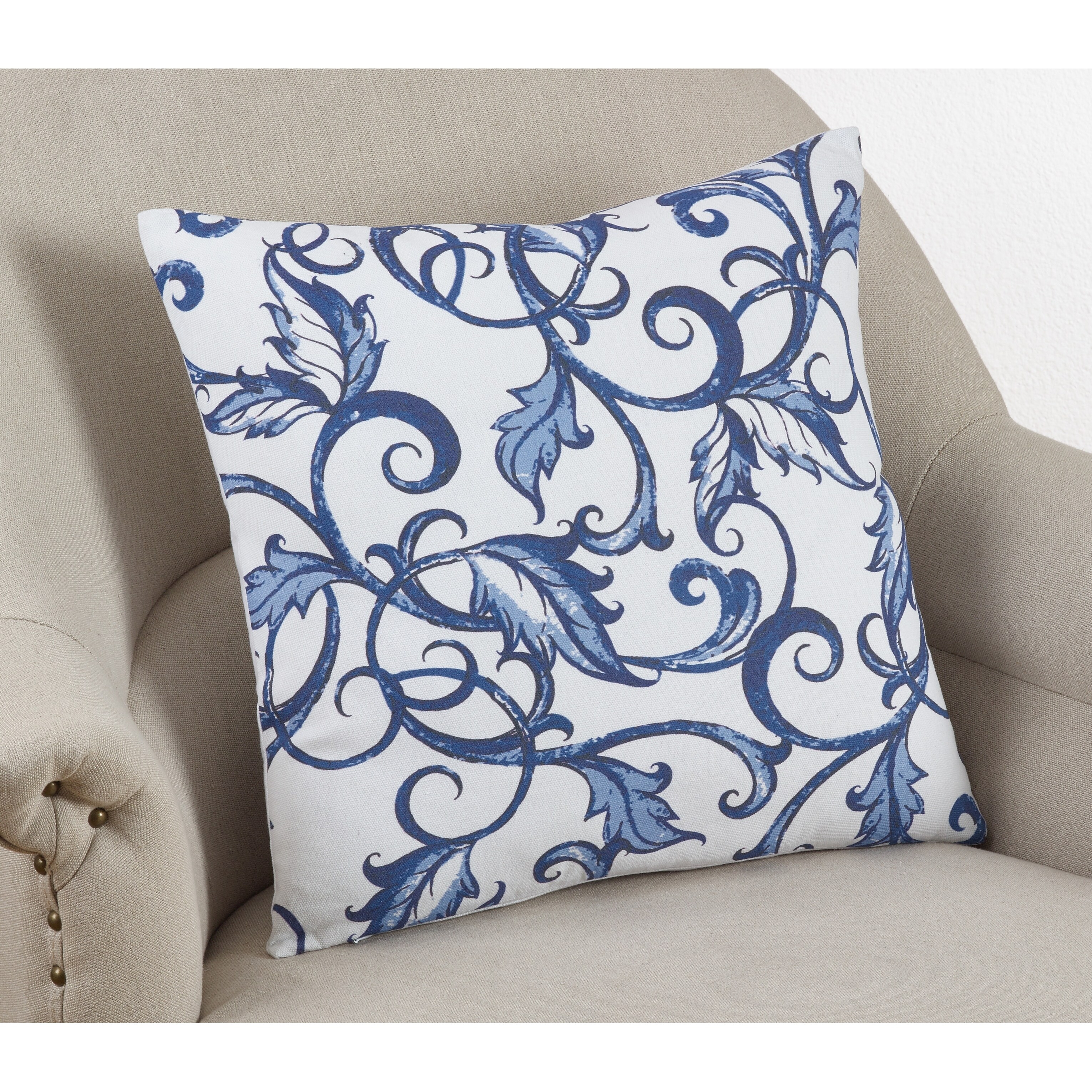 Scrolling Vines Cotton Poly Filled Throw Pillow