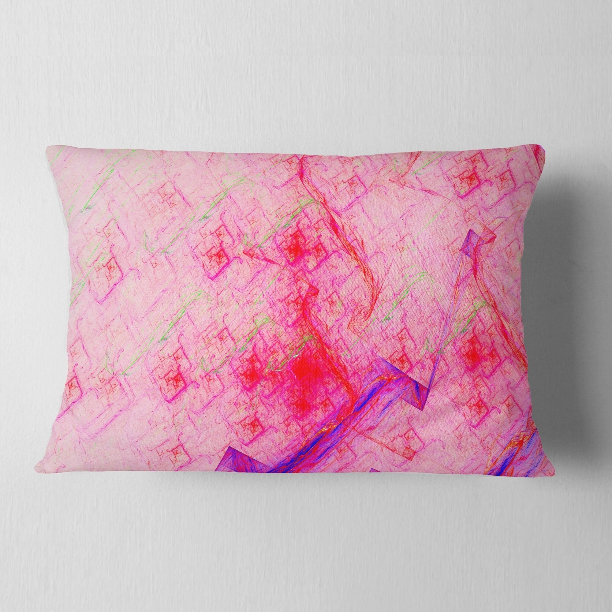 Designart 'Pink Fractal Electric Lightning' Abstract Throw Pillow