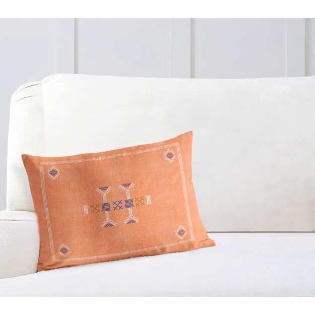 Morroccan Kilim Orange Lumbar Pillow By Kavka Designs - 14X20