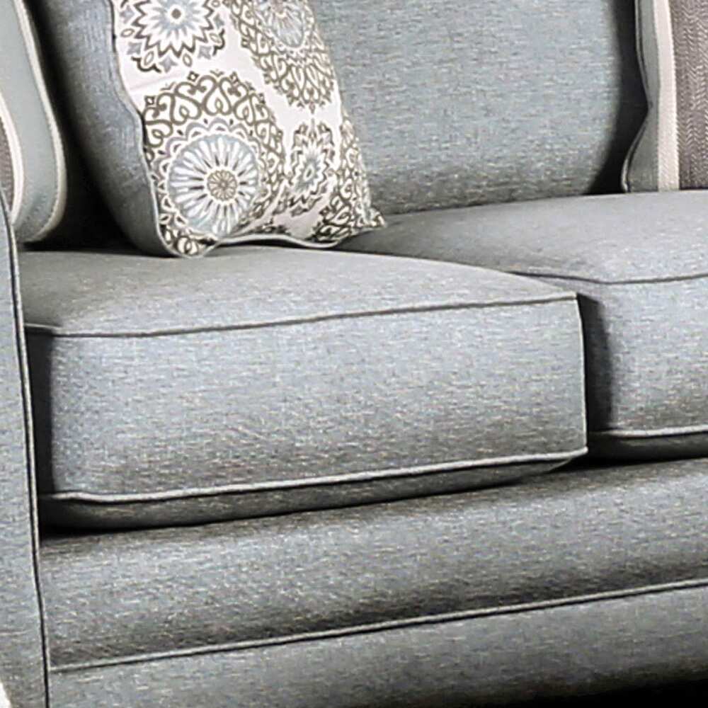 Nia Transitional Grey Fabric Padded Stain Resistant Loveseat by Furniture of America
