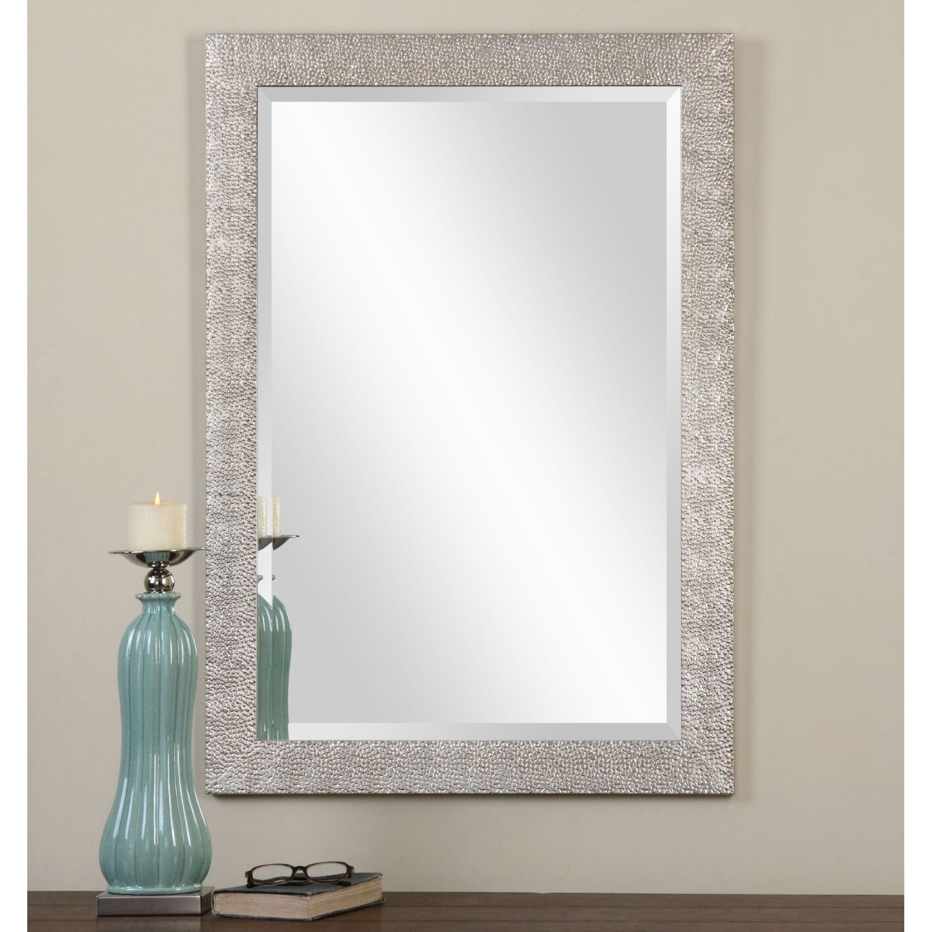 Uttermost Porcius Antiqued Silver Textured Frame Wall Mirror - Antiqued Silver