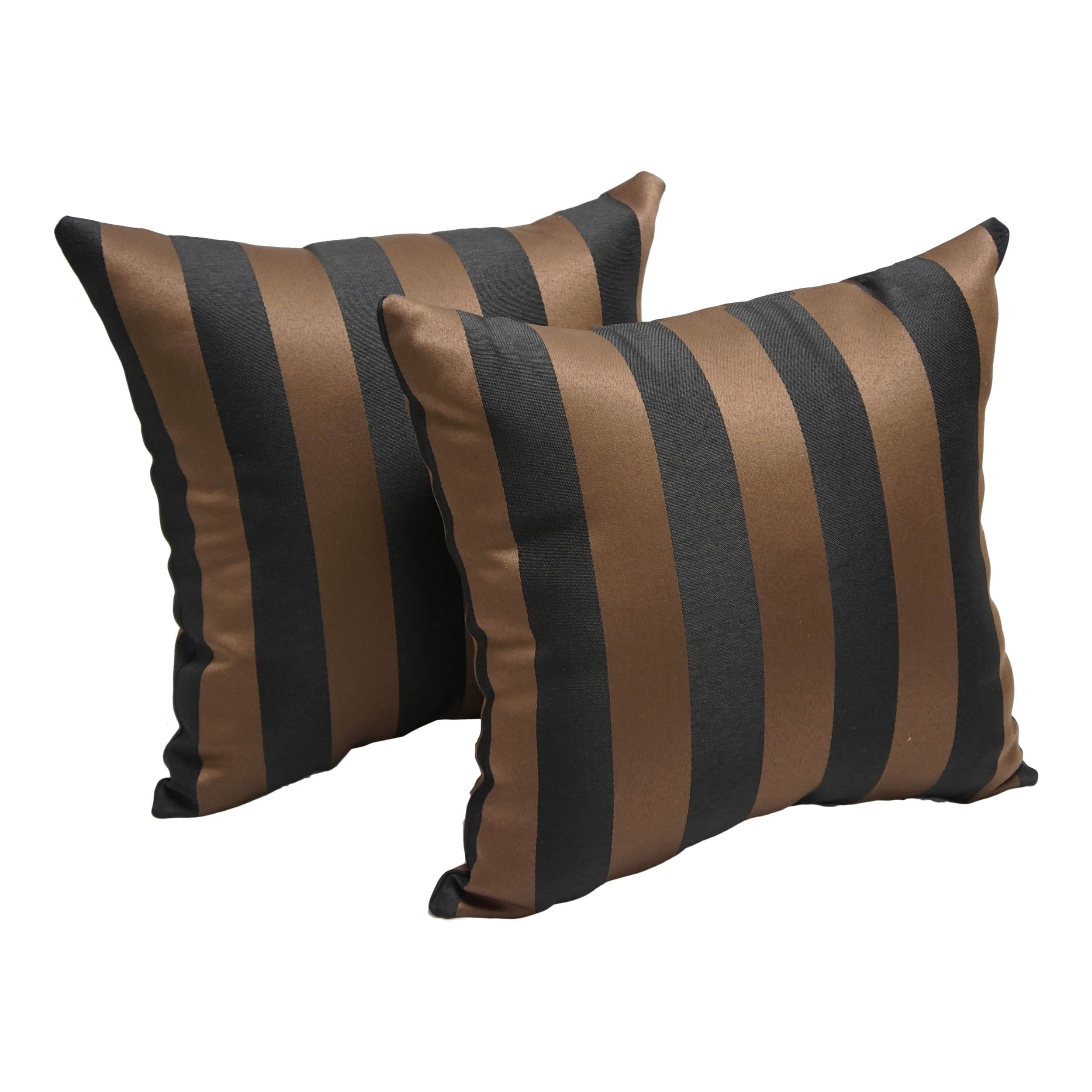 Chocolate Stripe 17-inch Indoor/Outdoor Throw Pillow (Set of 2)