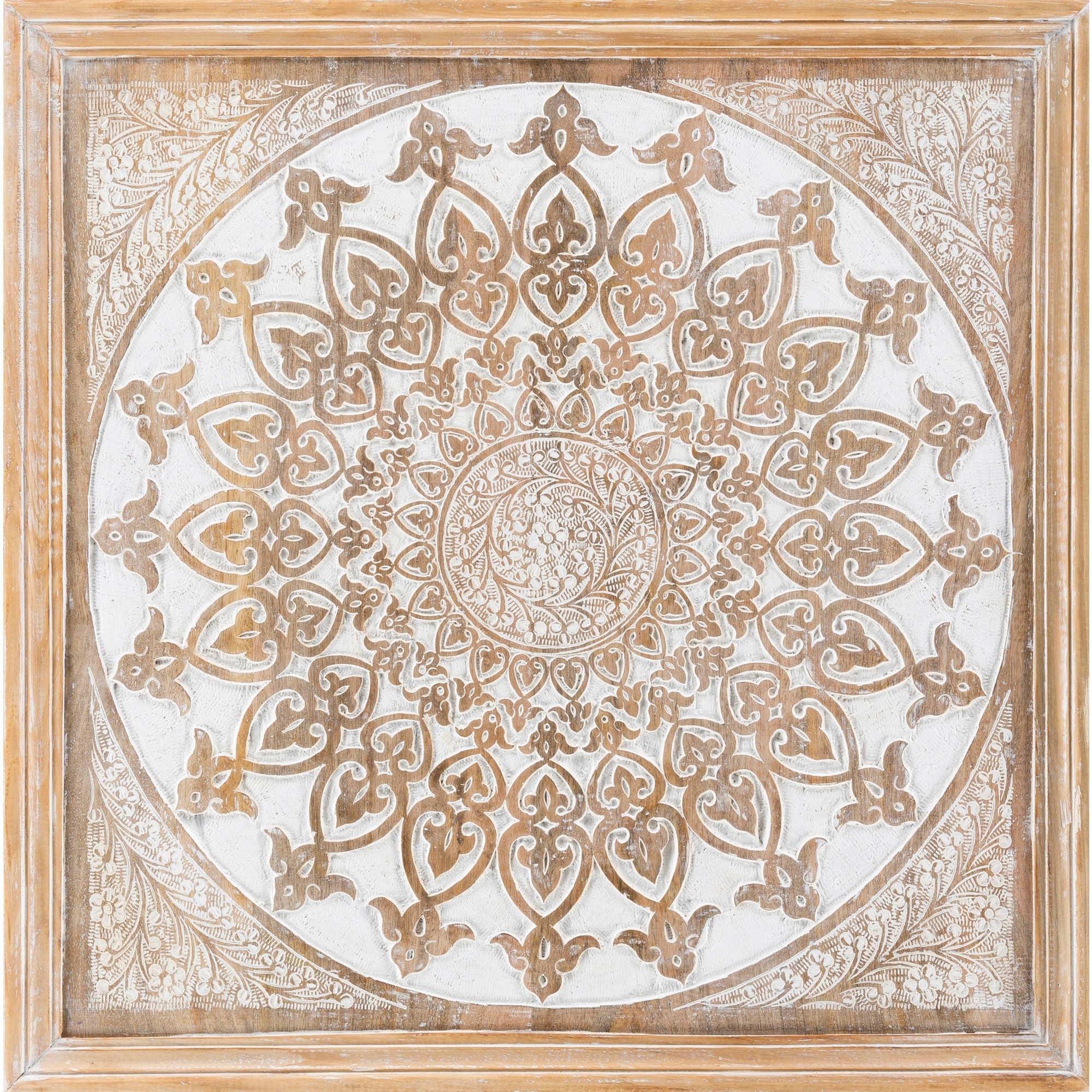Artistic Weavers Gabriela Hand Carved Wood Mandala Wall Art - Brown
