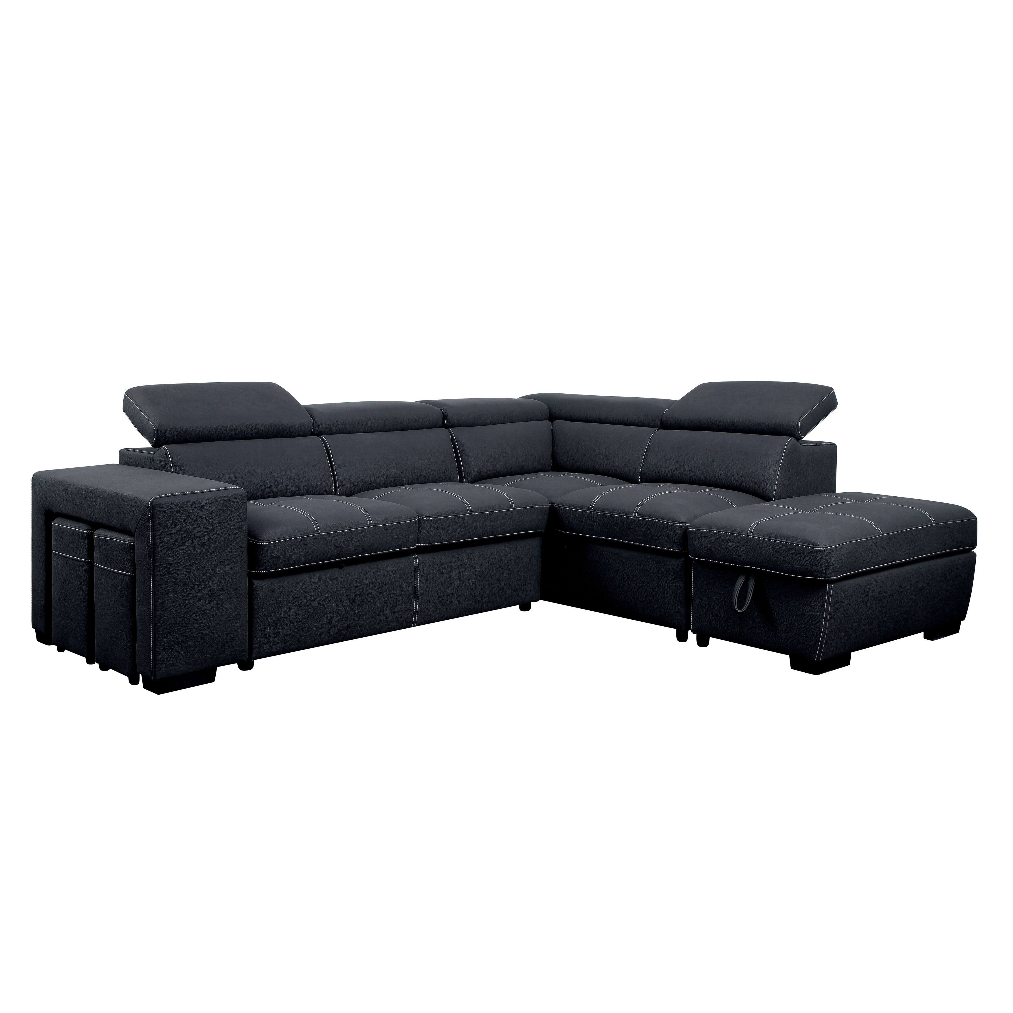 Brunelli Modern Grey Microfiber Sleeper Sofa Sectional by Strick & Bolton