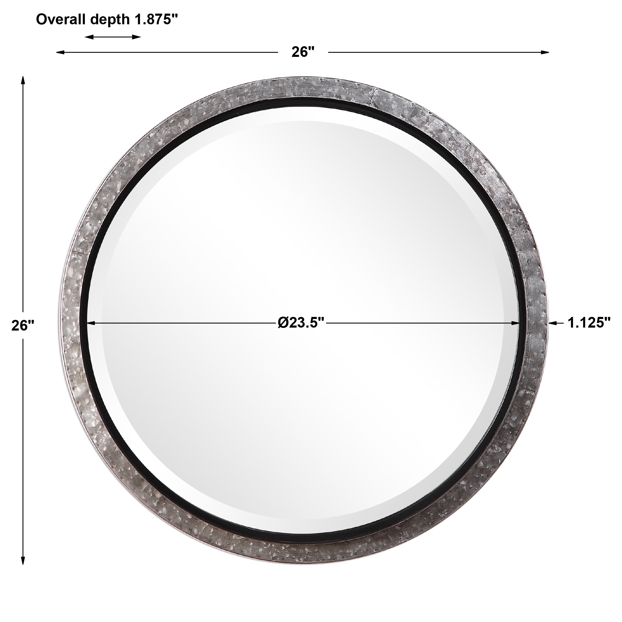 The Gray Barn Wilset Galvanized Metal and Nailhead Round Wall Mirror - Antique Silver - 26x26x1.875