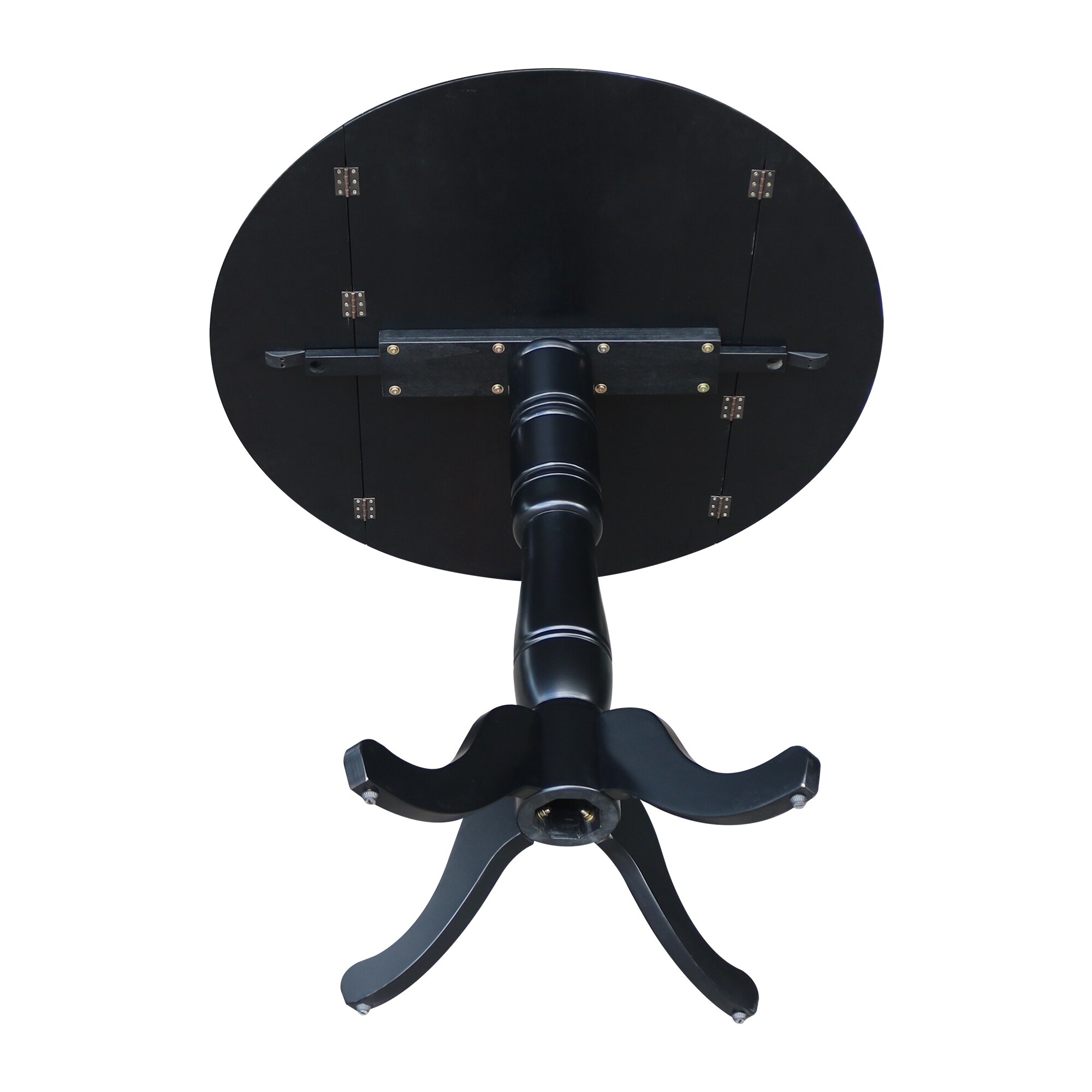 Copper Grove Aixen 42-inch Round Dual Drop Leaf Black Pedestal Table