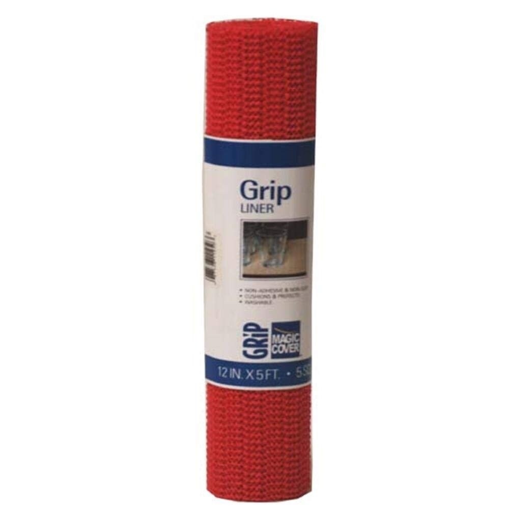 Magic Cover Grip Non-Adhesive Shelf Liner, 12-Inch by 5-Feet, Tool Box Red, Pack of 6 - 12'' x 5'