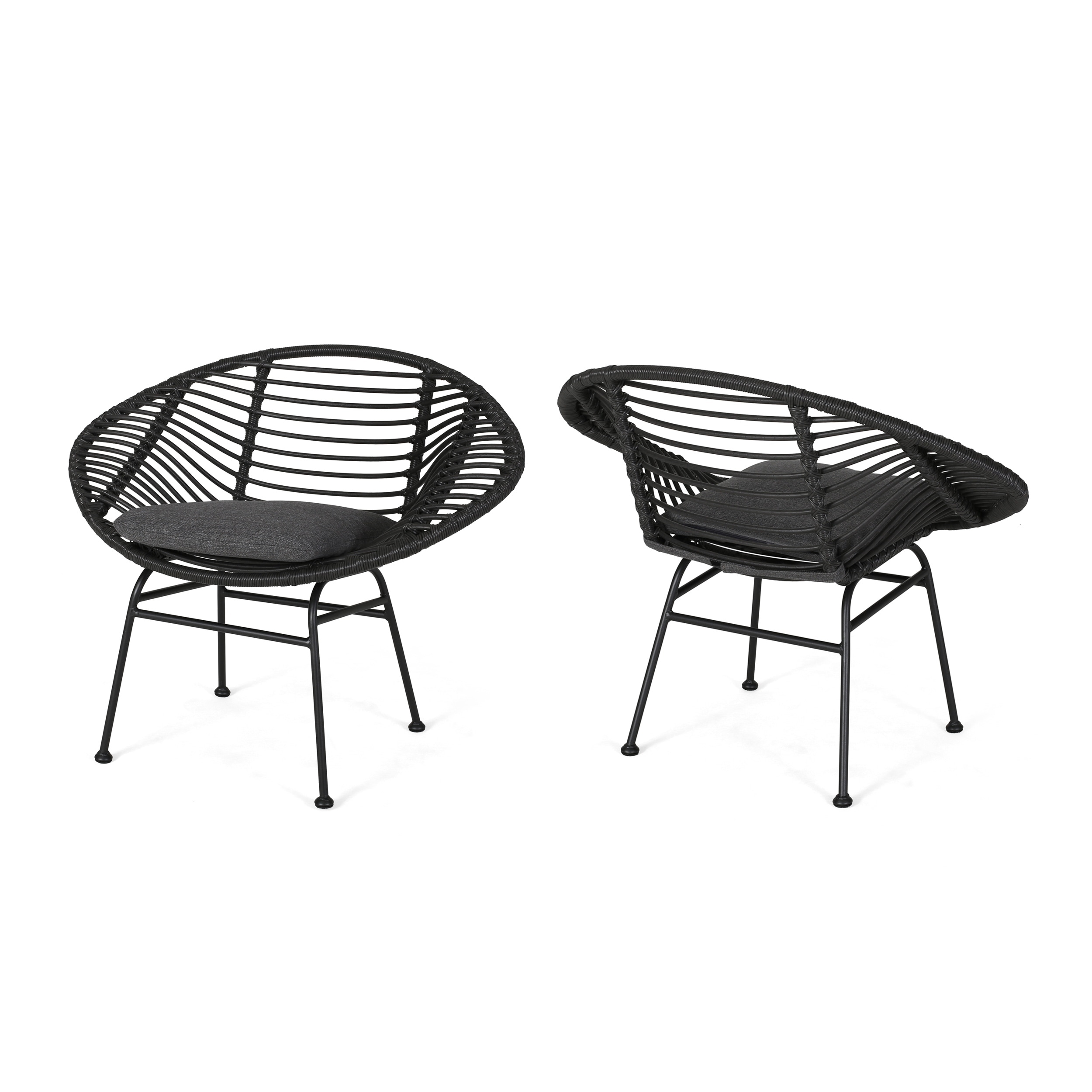 San Antonio Outdoor Woven Faux Rattan Chairs with Cushions (Set of 2) by Christopher Knight Home
