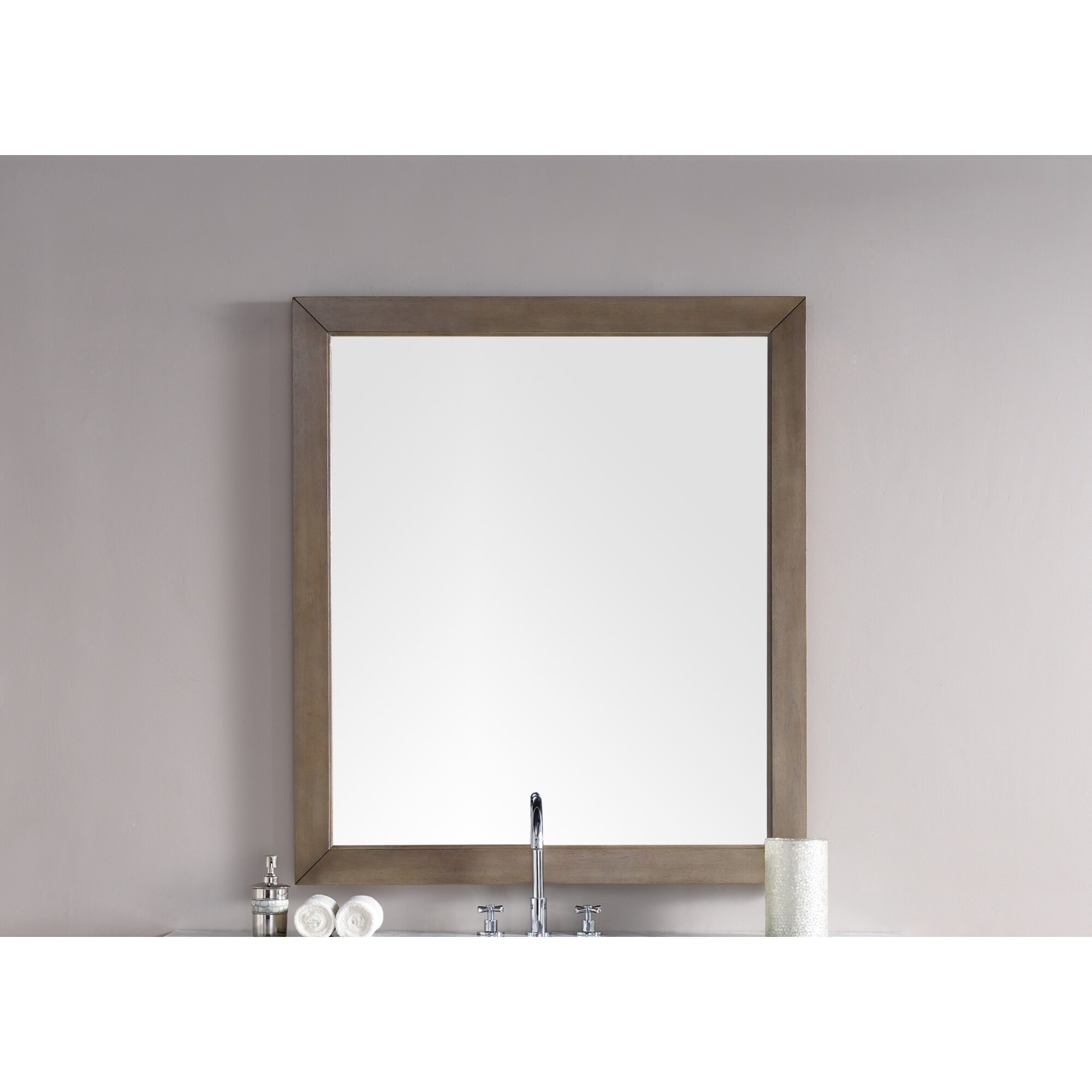James Martin Vanities Chicago 42" x 48" Framed Bathroom Mirror - Whitewashed Walnut