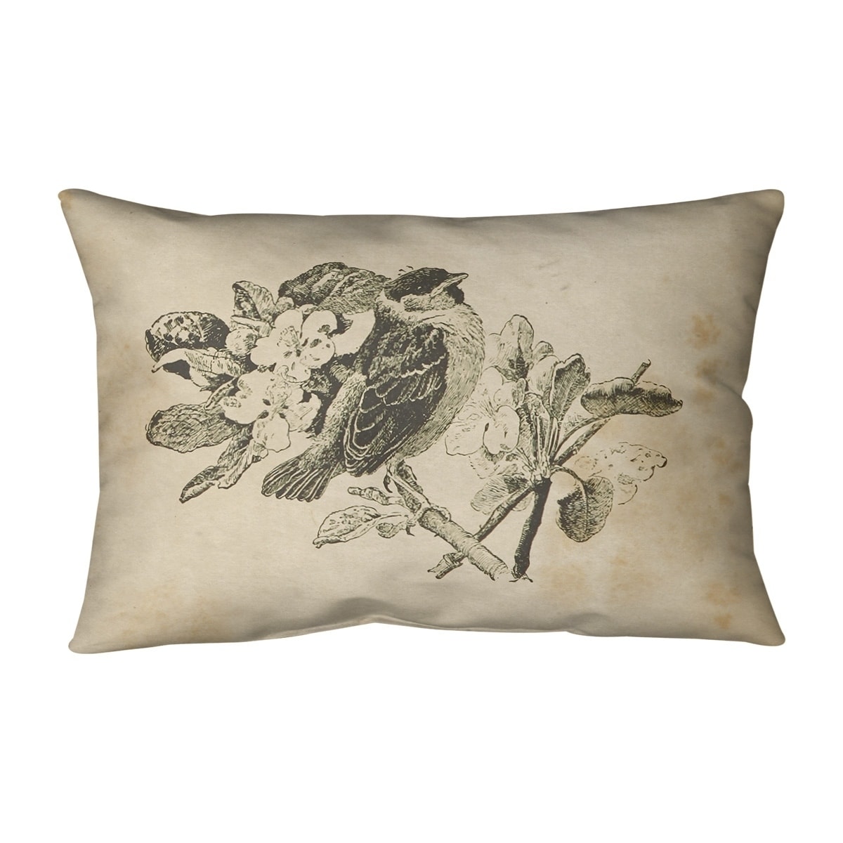 Vintage Sepia Bird Lumbar Pillow
