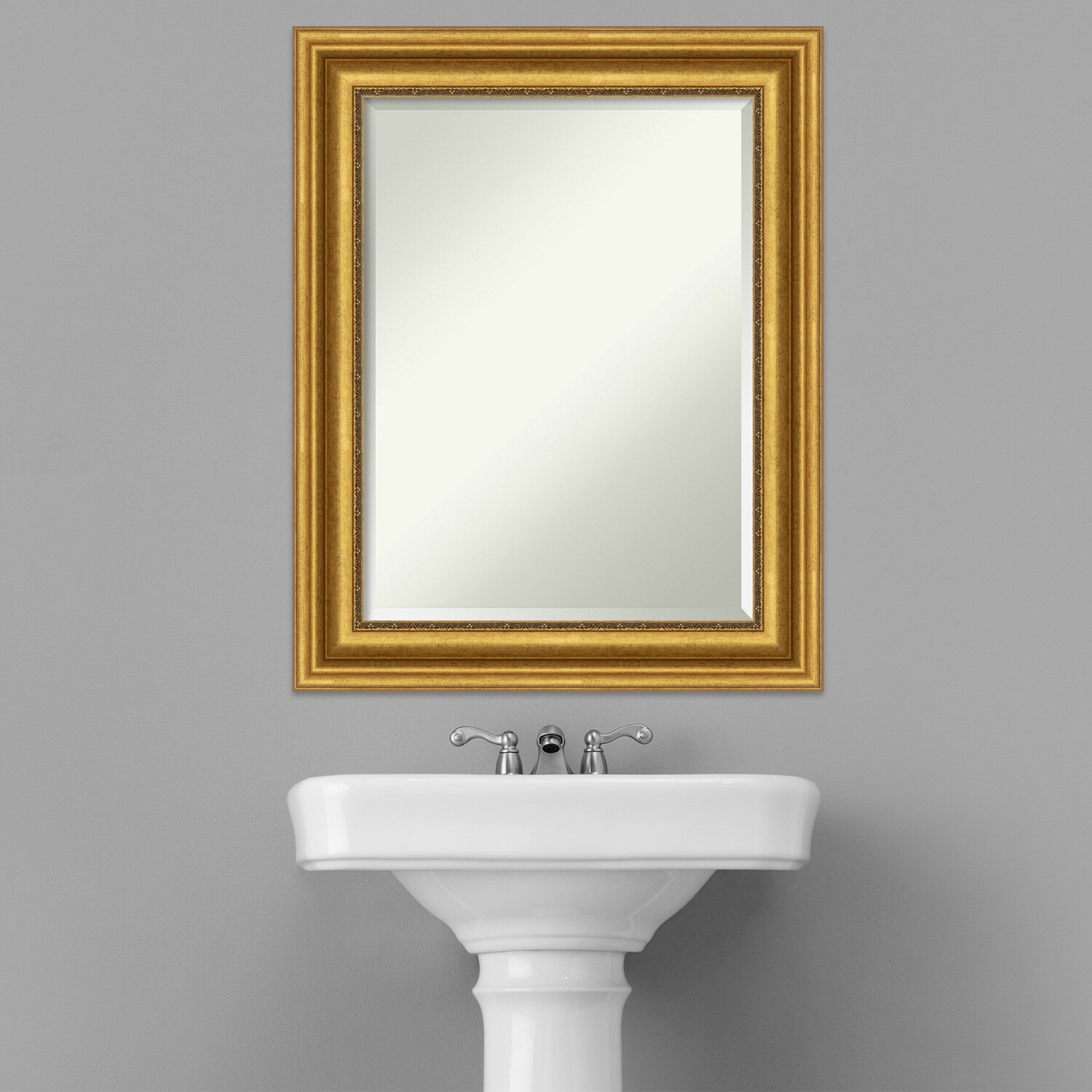 Beveled Bathroom Wall Mirror - Parlor Gold Frame