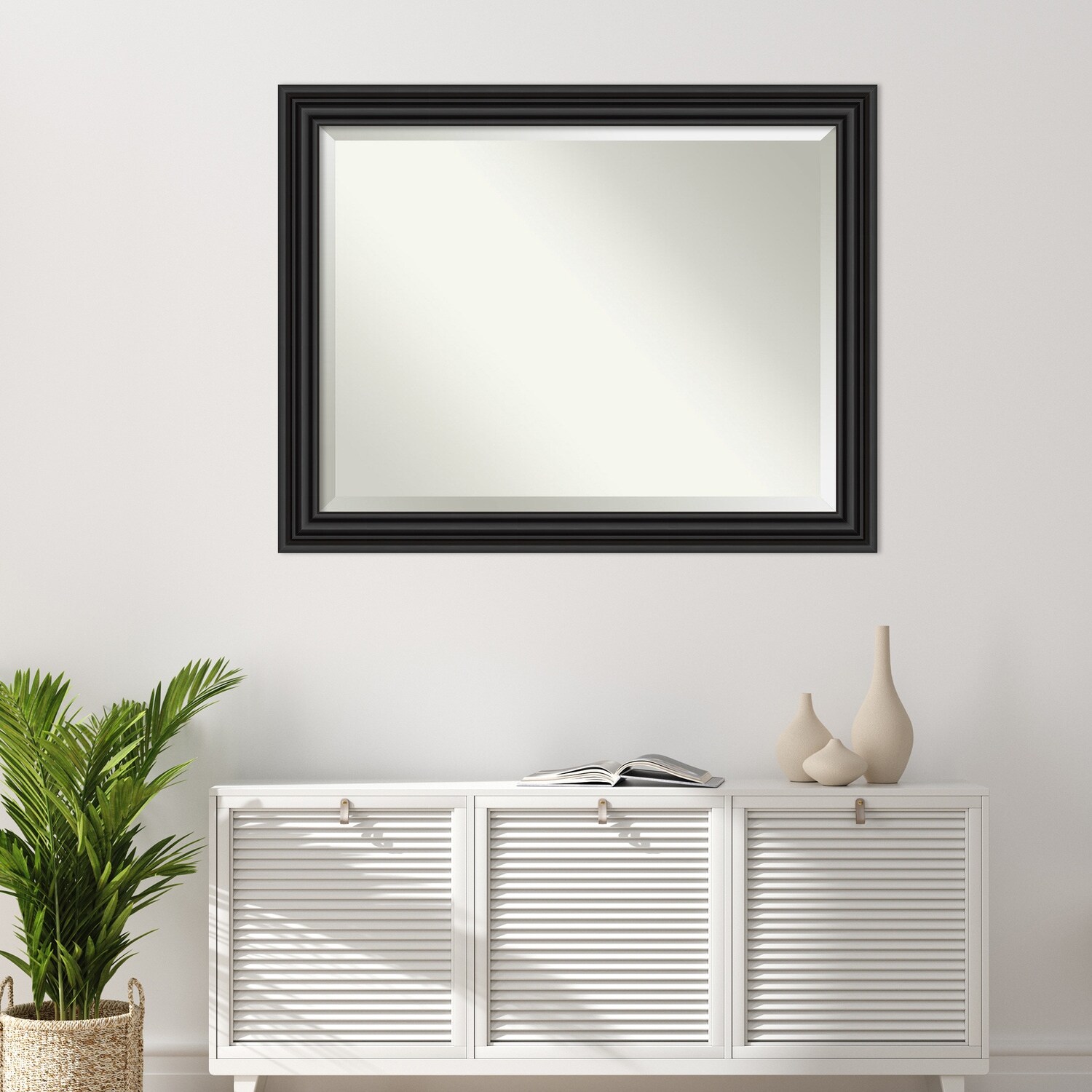 Beveled Bathroom Wall Mirror - Colonial Black Frame