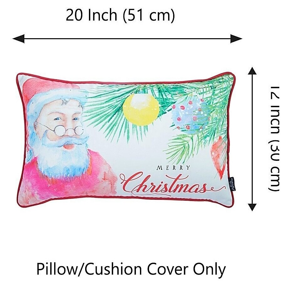 Christmas Santa Printed Throw Pillow Cover Christmas Gift 12"x20"