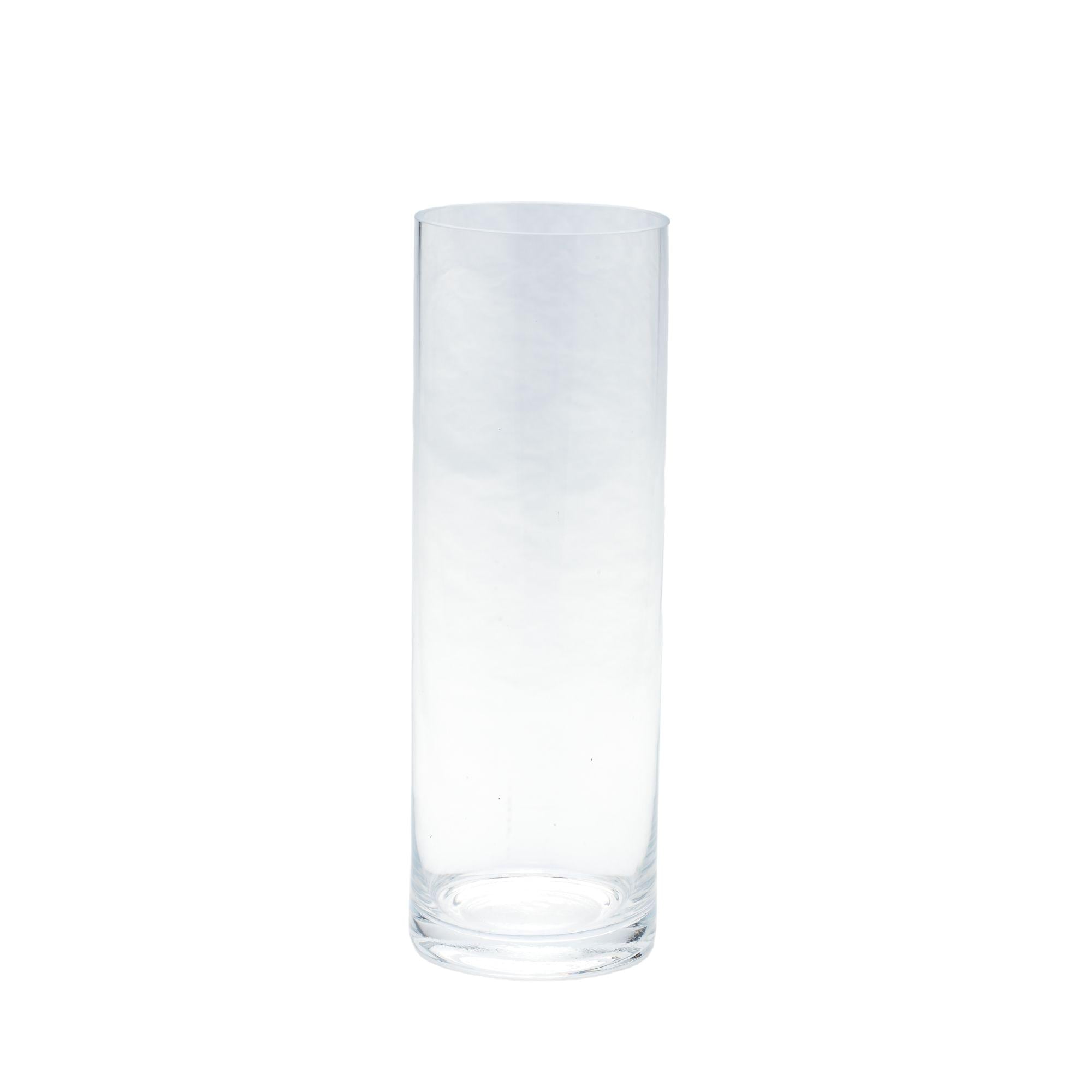 12" Clear Cylindrical Glass Vase