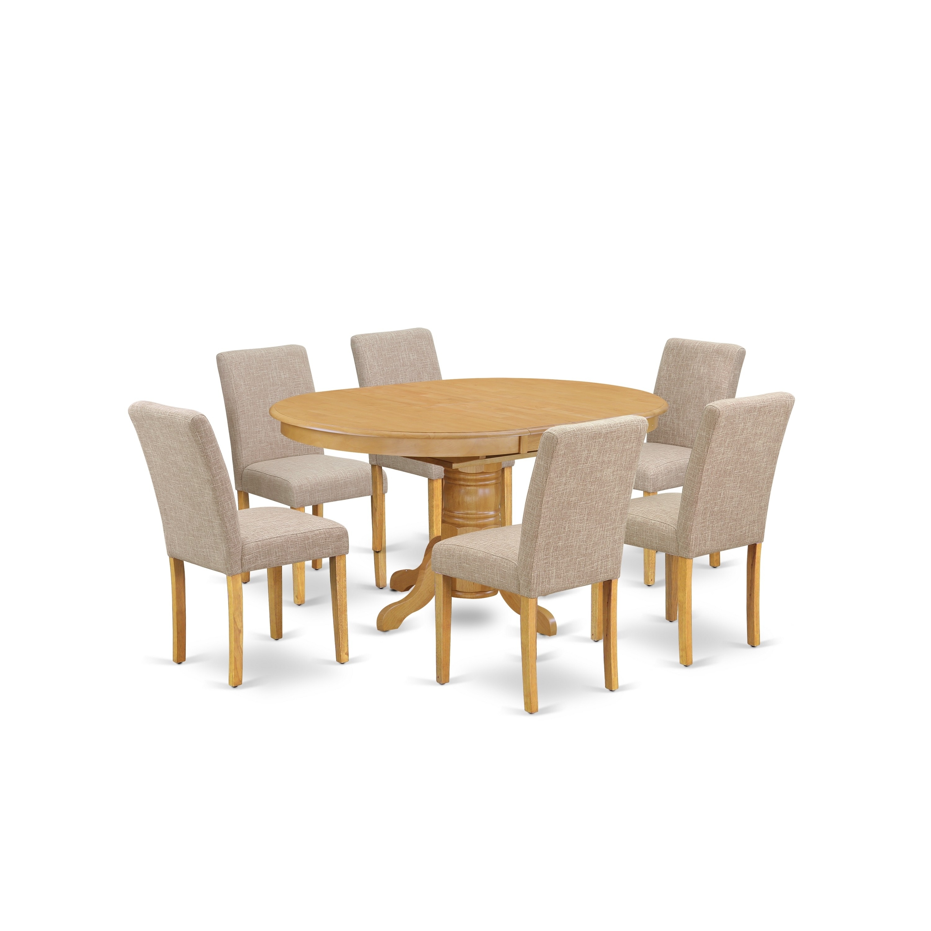 East West Furniture Dining Table Set Includes an Oval Kitchen Table and Light Tan Parson Chairs, Oak (Pieces Options) - AVAB7-OAK-04