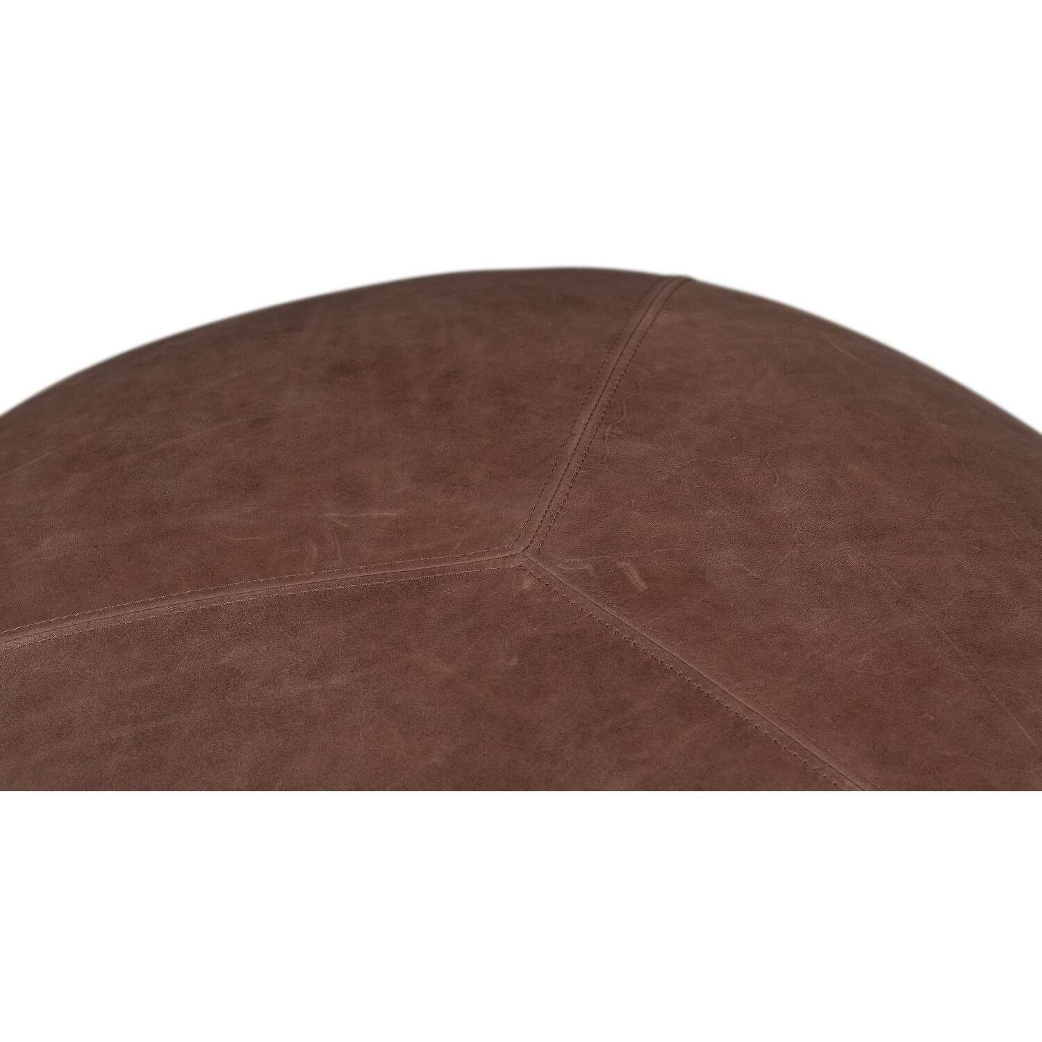 Kardiel Mid-century Boulder Ottoman - Brown - Leather - Assembled