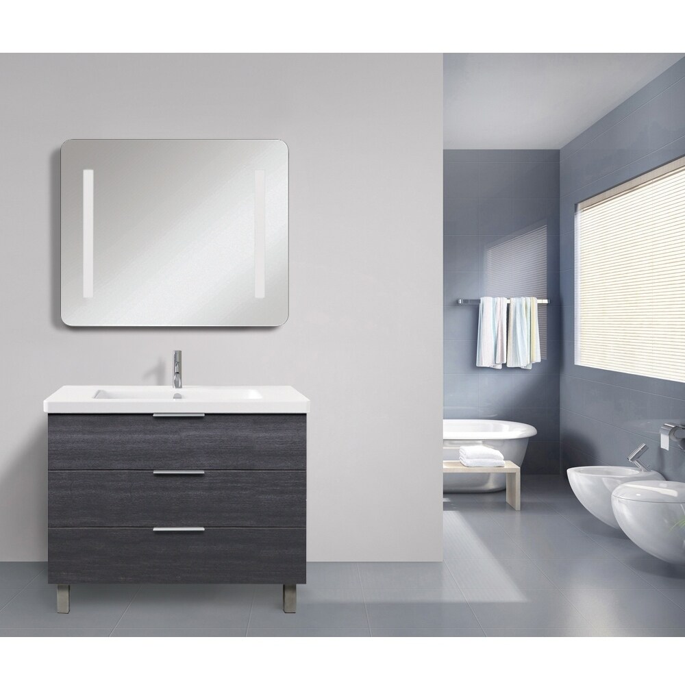 Transolid Veda 35in x 29in LED-Backlit Contemporary Mirror with Touch Sensor - 35in x 29in