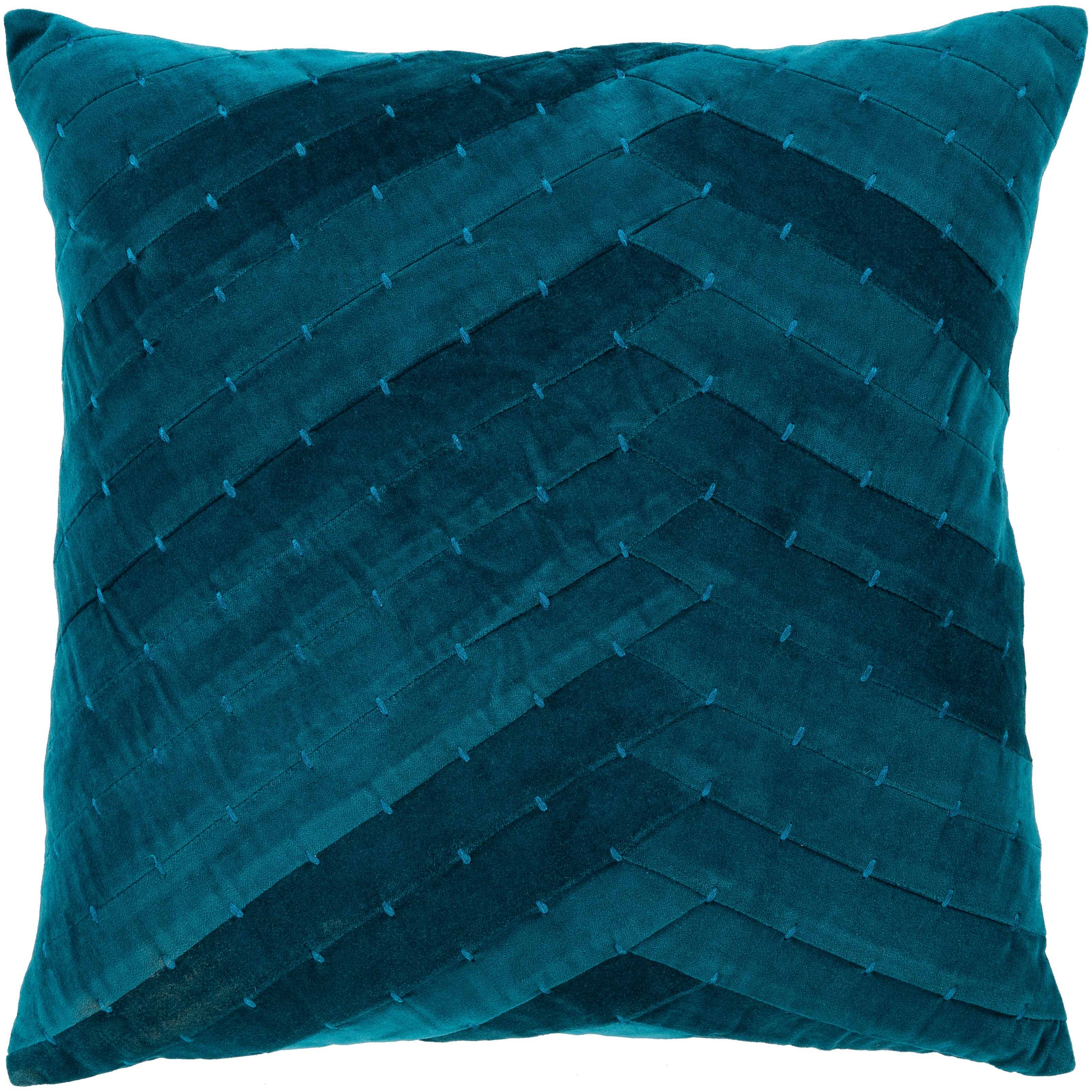 Evangeline Teal Stiched Velvet 20-inch Poly or Feather Down Pillow