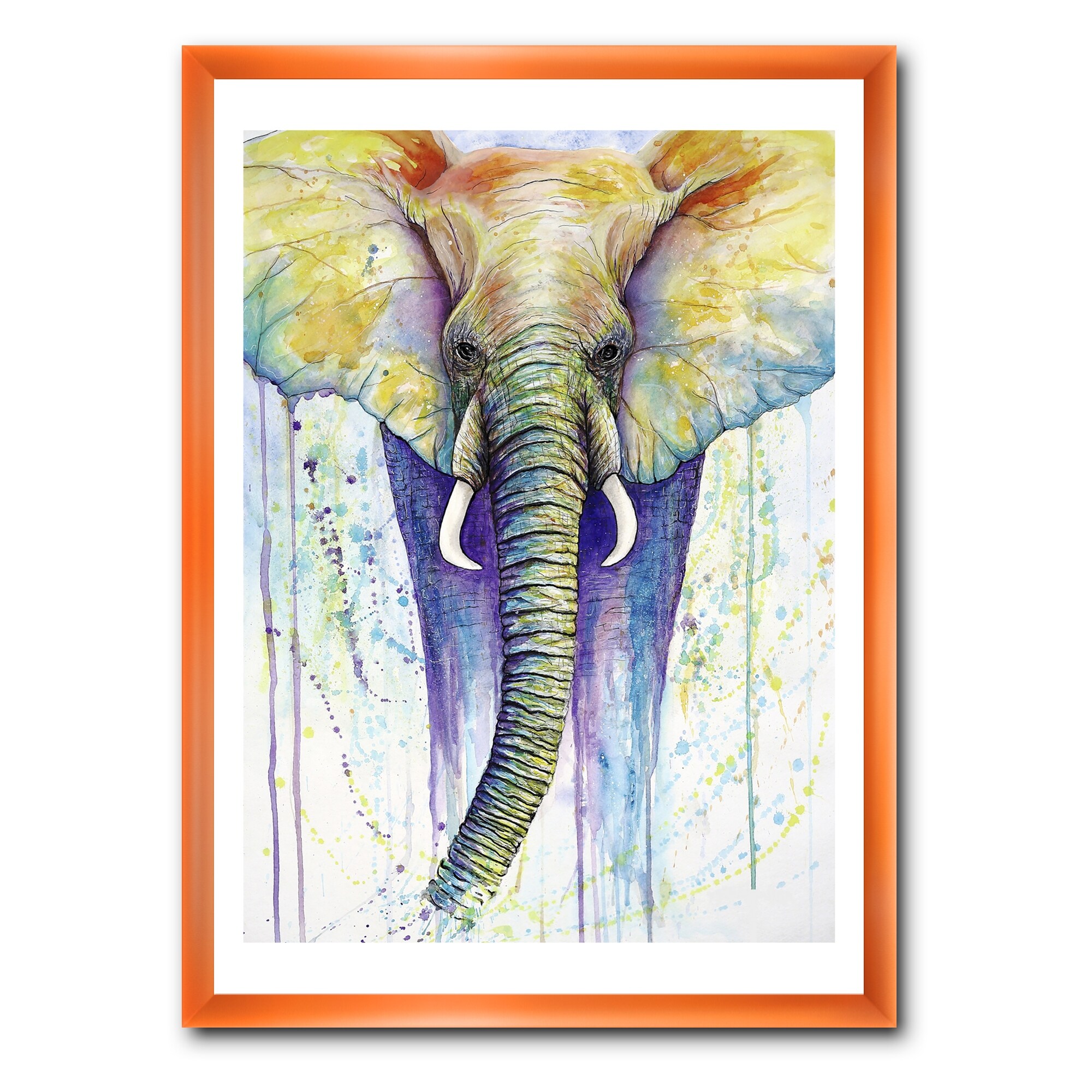 Designart "Elephant Colors" Cottage Framed Art Print