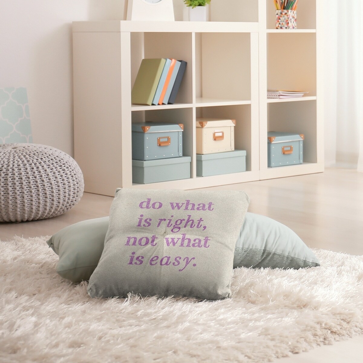 Quotes Handwritten Do What is Right Quote Floor Pillow - Square Tufted