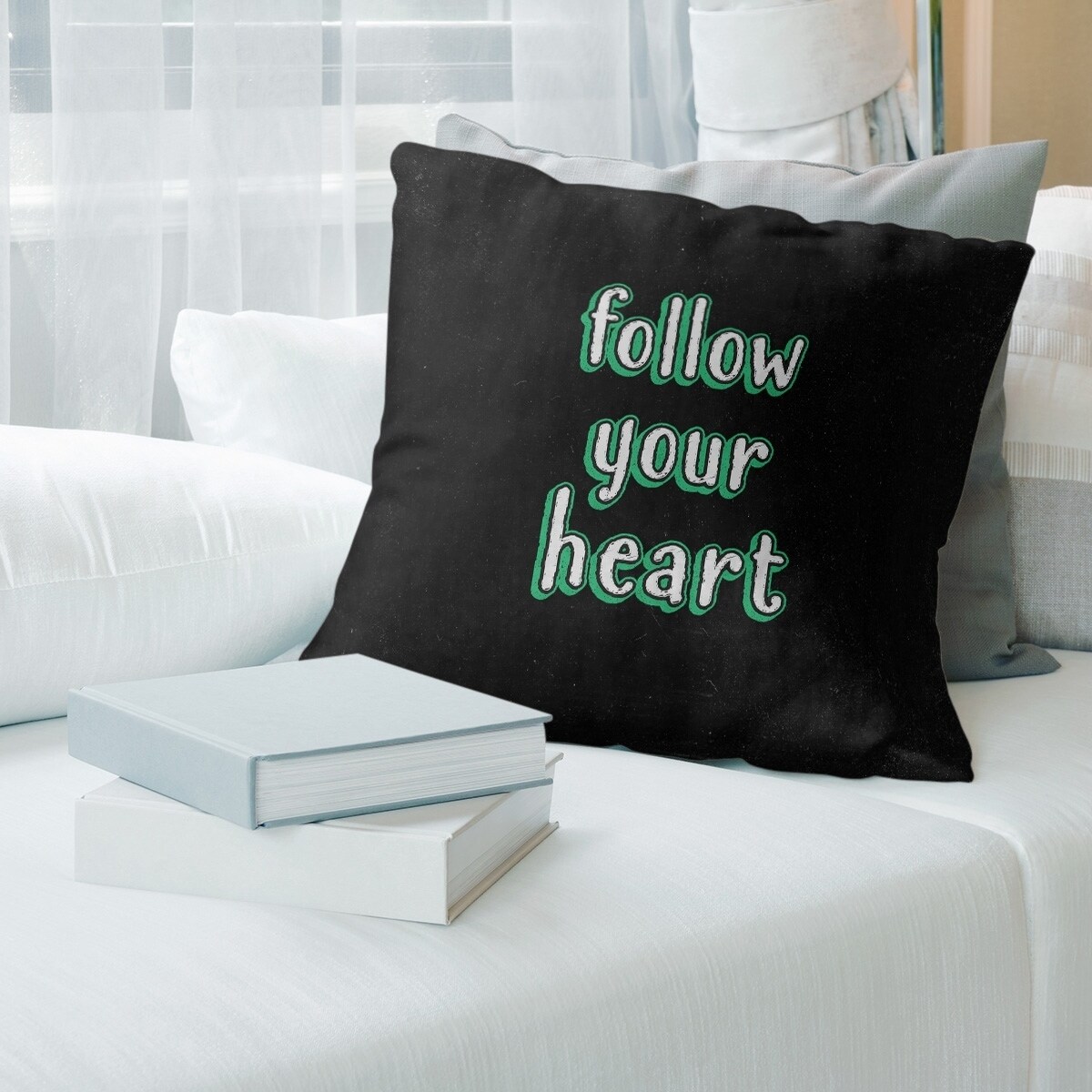 Quotes Follow Your Heart Quote Chalkboard Style Floor Pillow - Standard