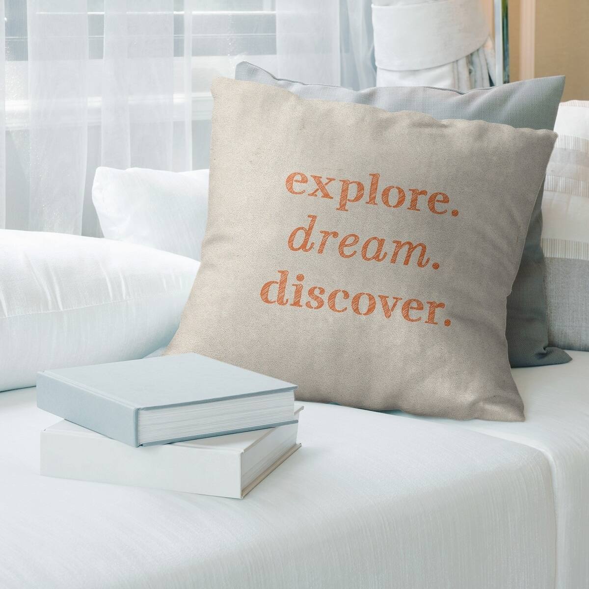 Quotes Handwritten Explore Dream Discover Quote Floor Pillow - Standard